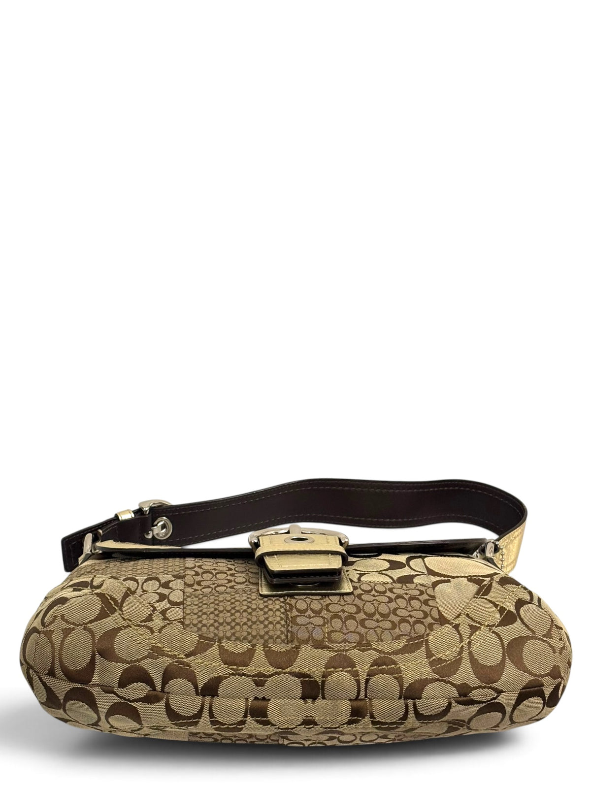 Vintage Coach Soho Bag F12316 Patchwork Signature Hobo In Brown & Gold