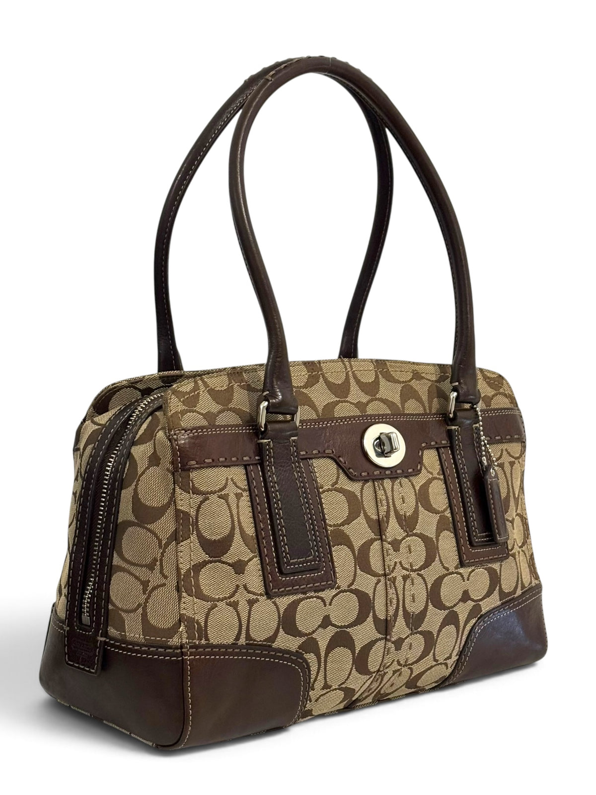 Vintage Coach Hamptons Bag F11596 Signature Turnlock Tote