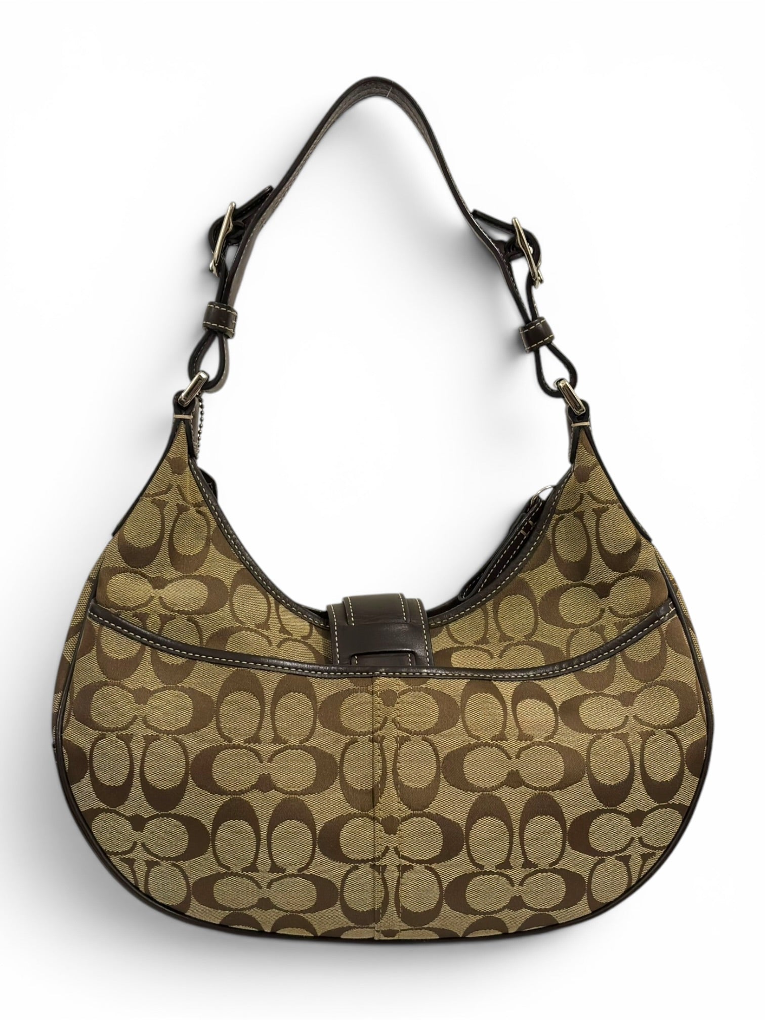 Coach Brown Signature Soho Buckle Crescent Half Moon Vintage Hobo Shoulder Bag
