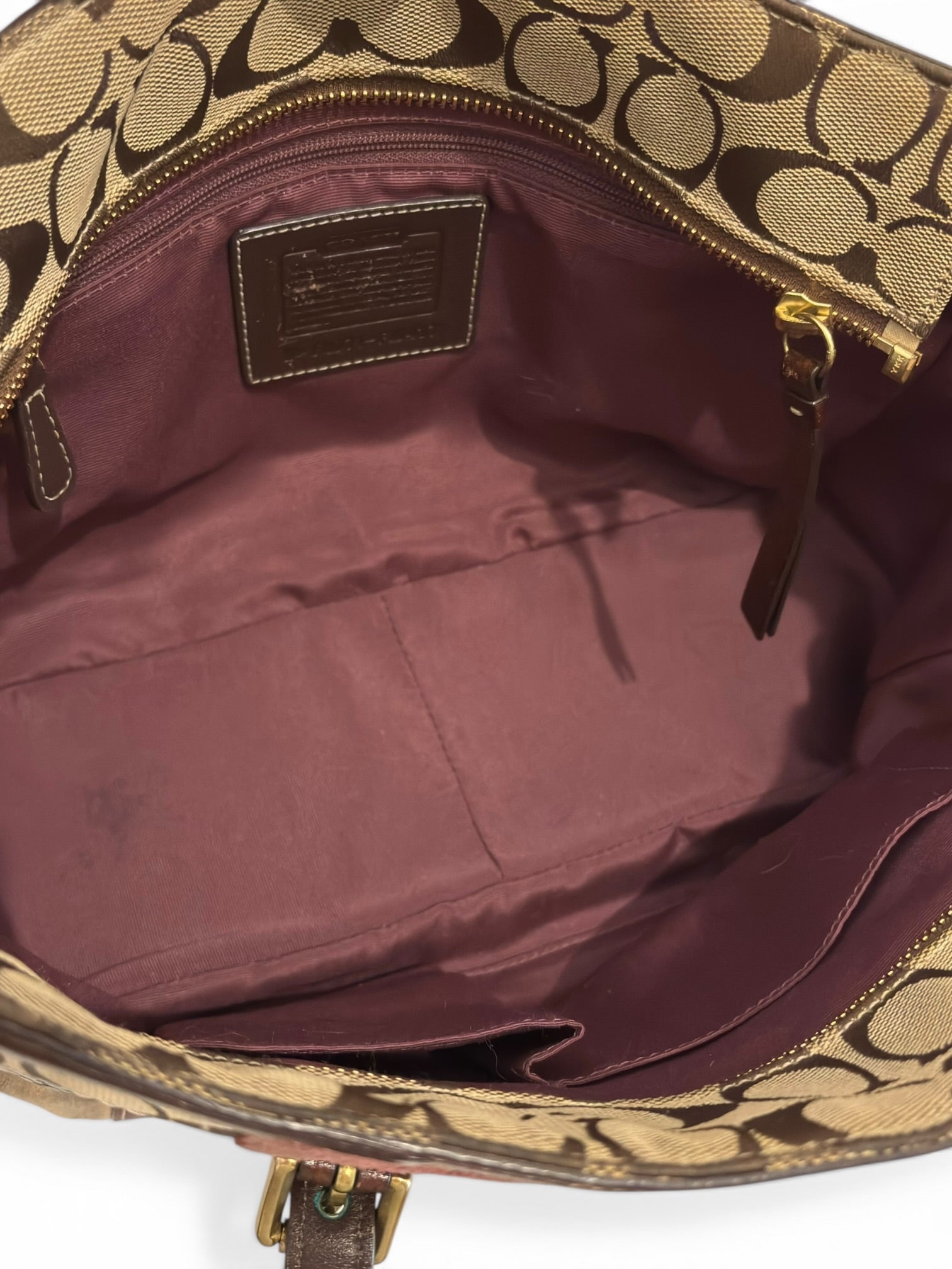 Coach Rare Limited Edition Holiday Legacy Pony Hair Patchwork Brown Red Tote Shoulder Bag