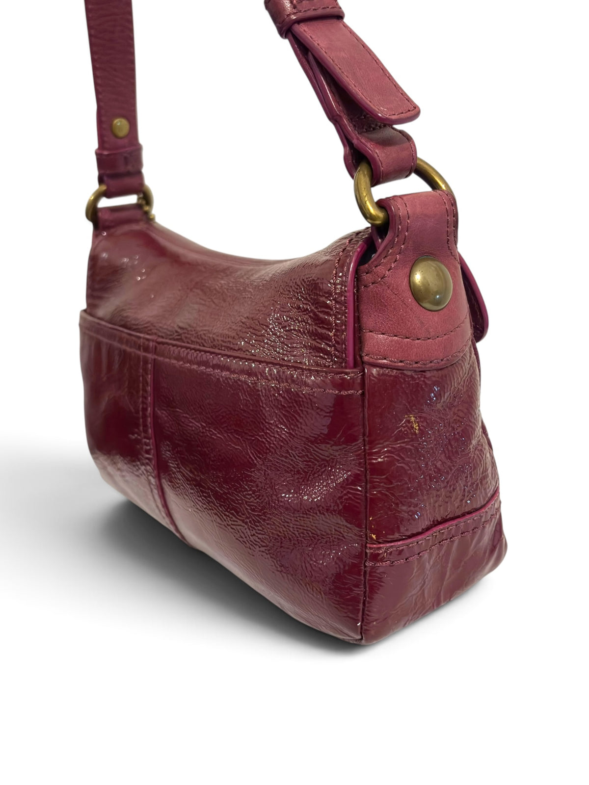 Vintage Coach Soho Bag Bleecker 12372 In Patent Leather Burgundy