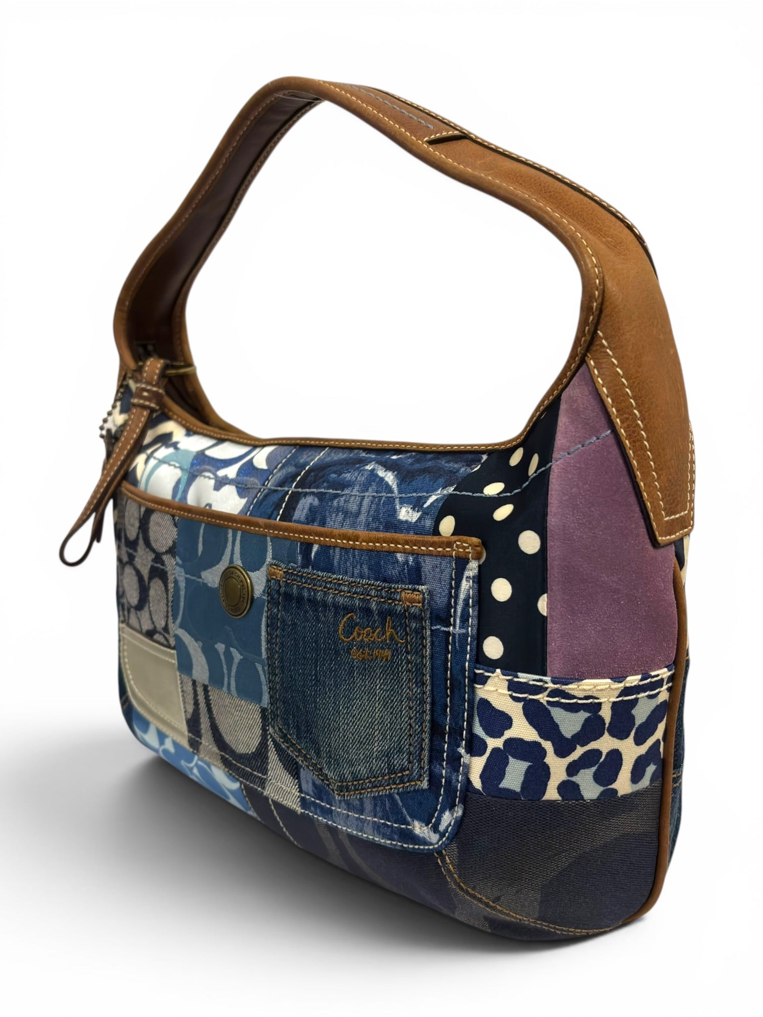 Coach Denim Ergo Patchwork Blue Purple Canvas
Leather Hobo 10808 Shoulder Bag