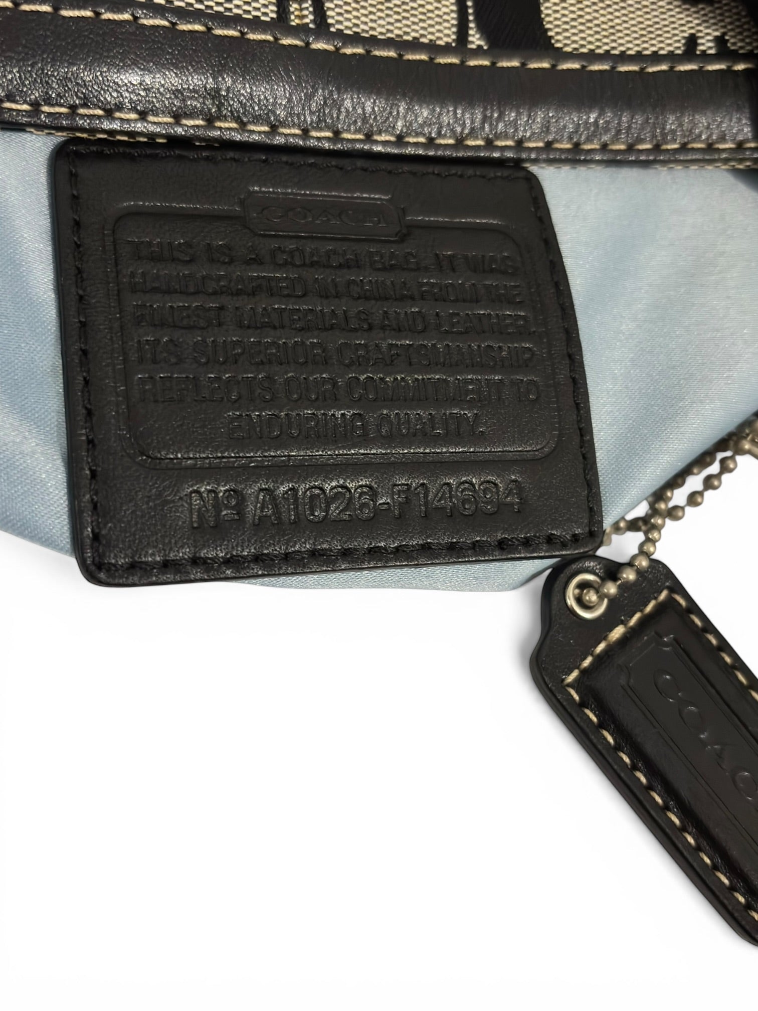 Coach XXL 'Penelope' Black & Grey Signature Canvas & Leather Vintage Tote Shoulder Bag