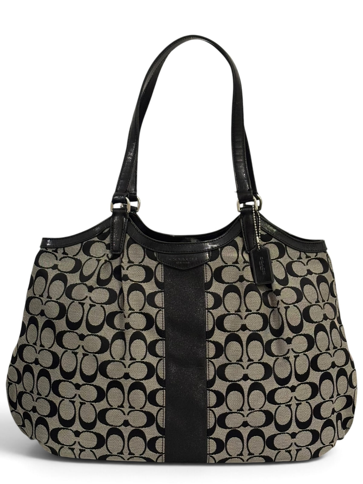 Vintage Coach Devin Bag F28623 Signature Stripe Tote