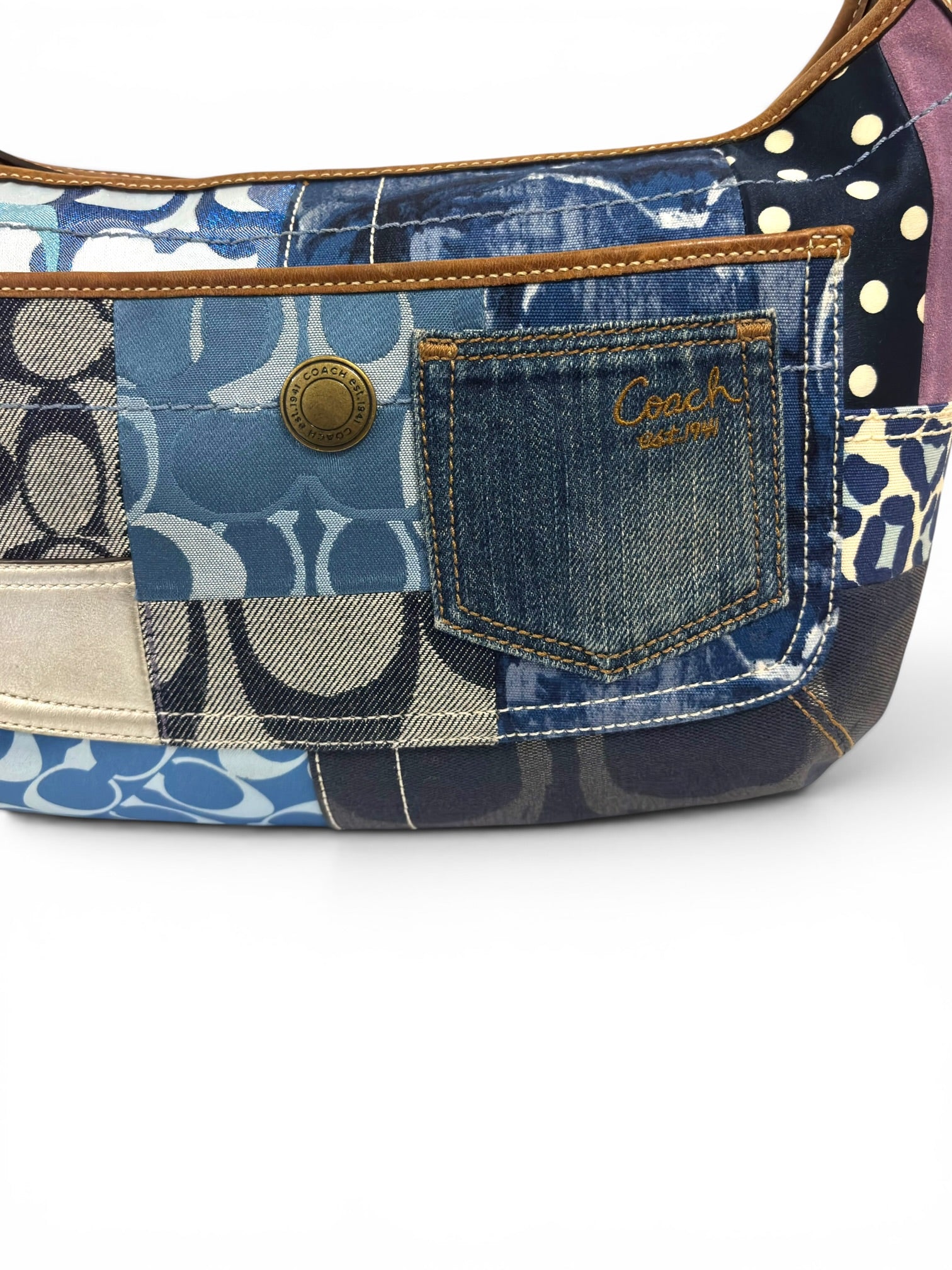 Coach Denim Ergo Patchwork Blue Purple Canvas
Leather Hobo 10808 Shoulder Bag