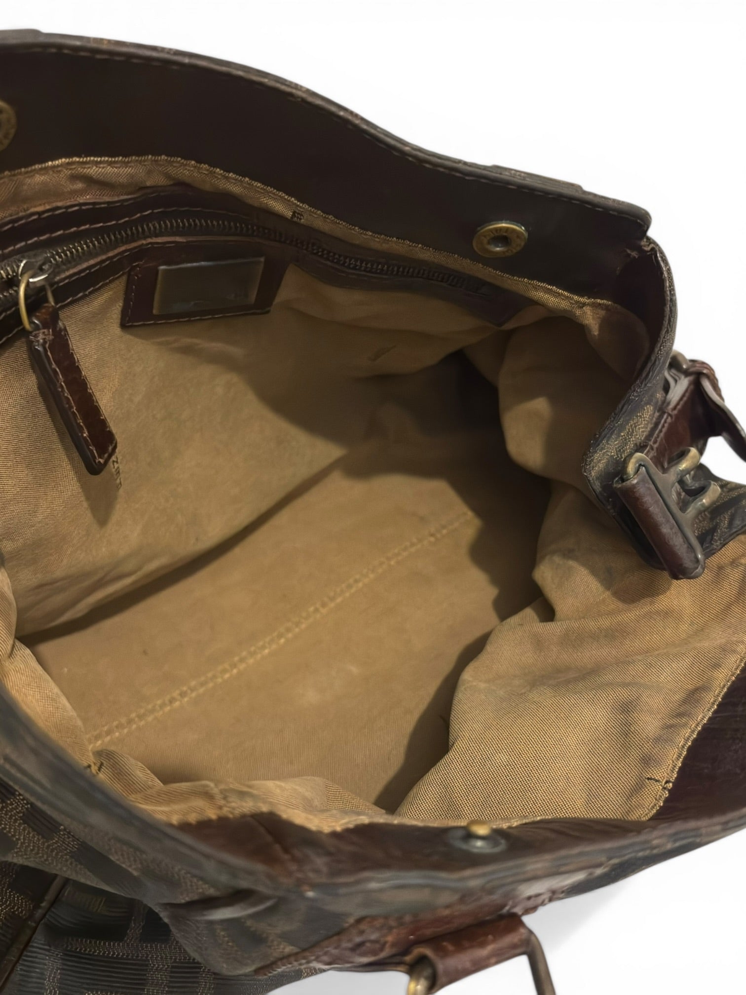 Fendi Brown Monogram Zucca Medium Du Jour
Etniko Canvas & Leather Tote Shoulder Bag