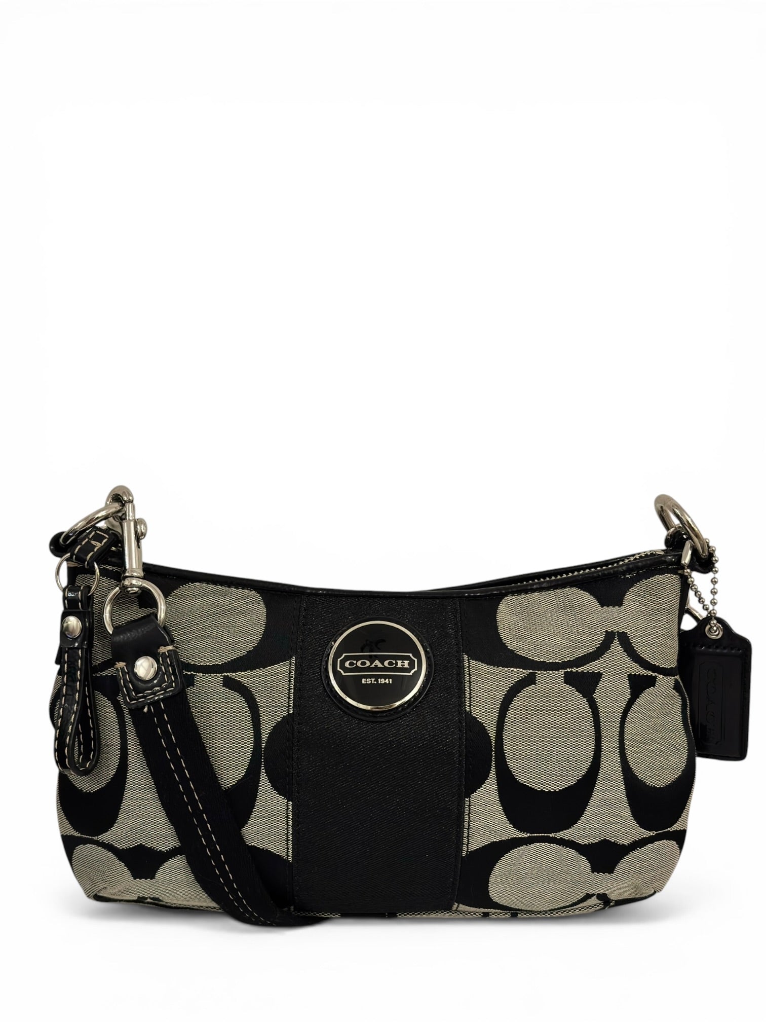 Coach Demi Black & Grey Canvas & Patent Leather
Crossbody / Shoulder Bag