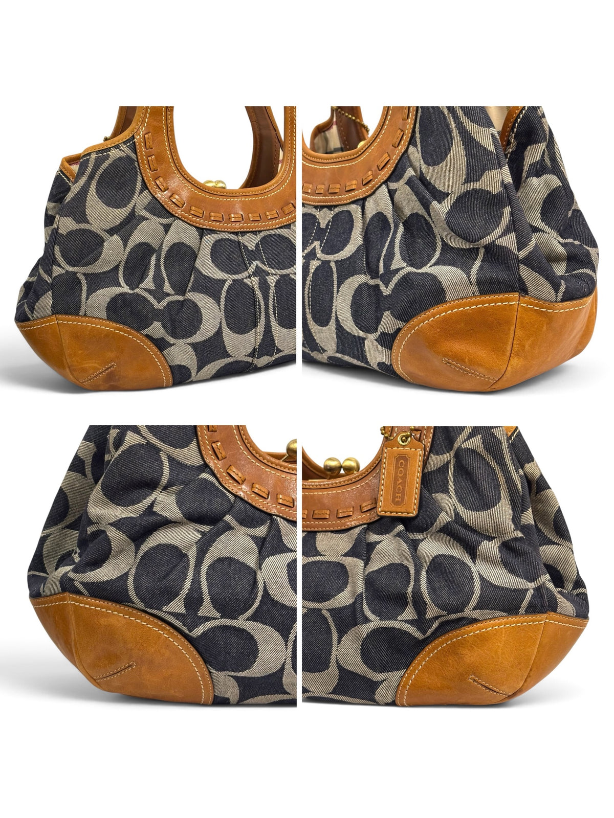 Vintage Coach Ergo Bag 12747 In Signature Pleated Denim
