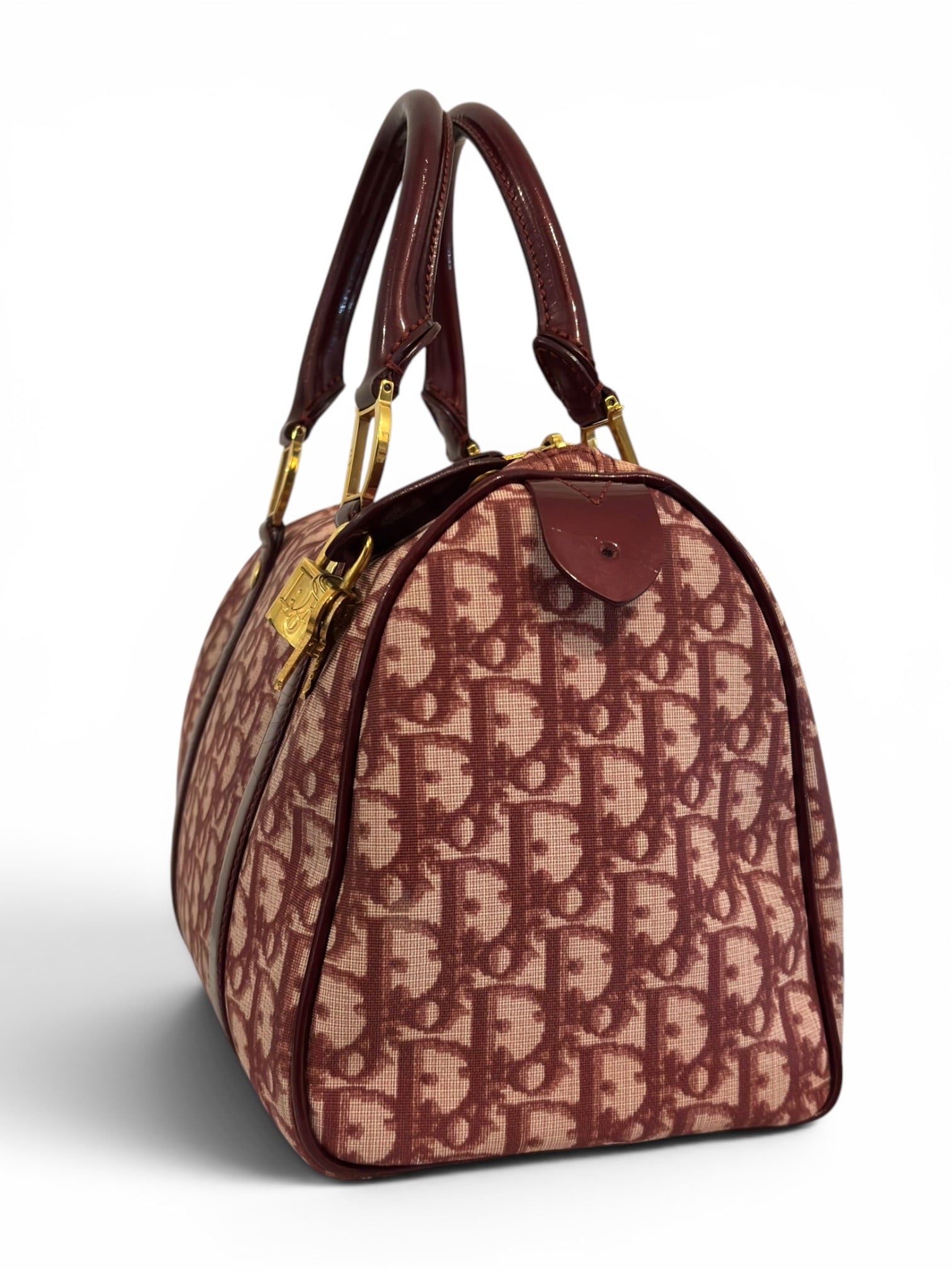Christian Dior Rare Red / Burgundy Diorissimo
Trotter Lock & Key Vintage Boston Shoulder Bag