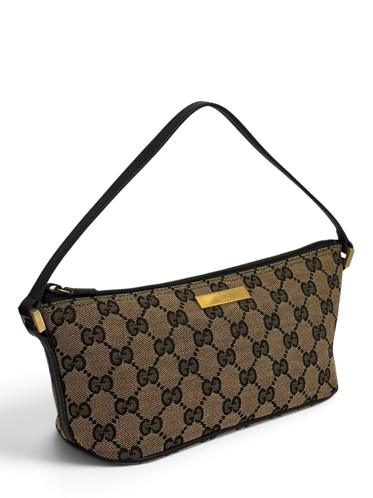 Gucci Boat Bag Vintage Brown & Beige Monogram GG Pochette 039 1103