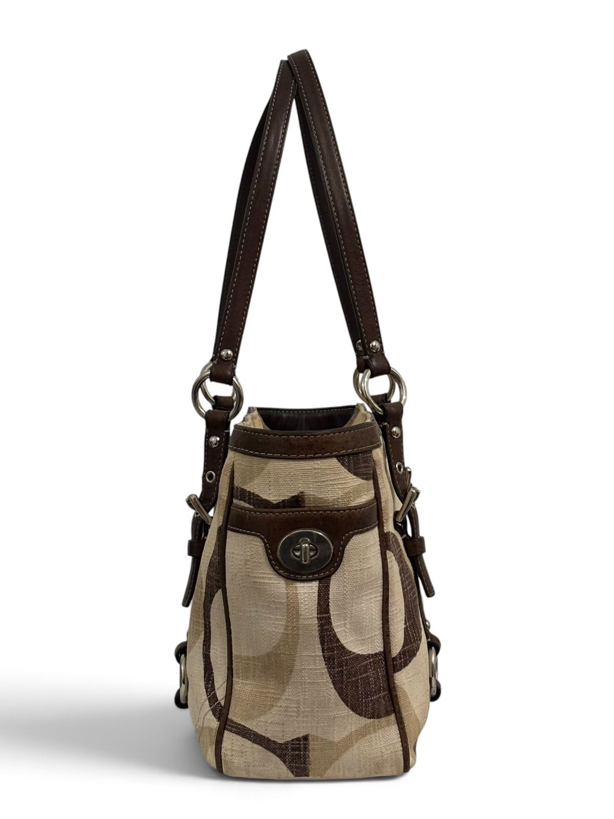 Vintage Coach Rare bag F13810 Signature Brown & Cream Gallery Tote