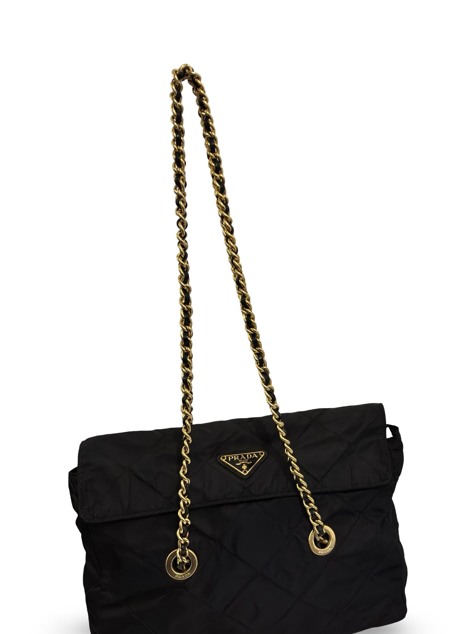 Prada Nylon Black Tessuto Quilted Chain Shoulder / Crossbody
Bag