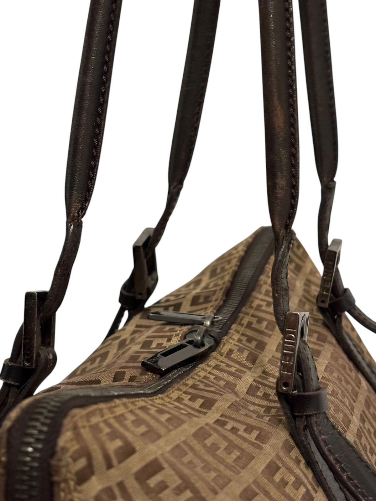Vintage Fendi Zucca Bag FF Monogram Tote In Brown
