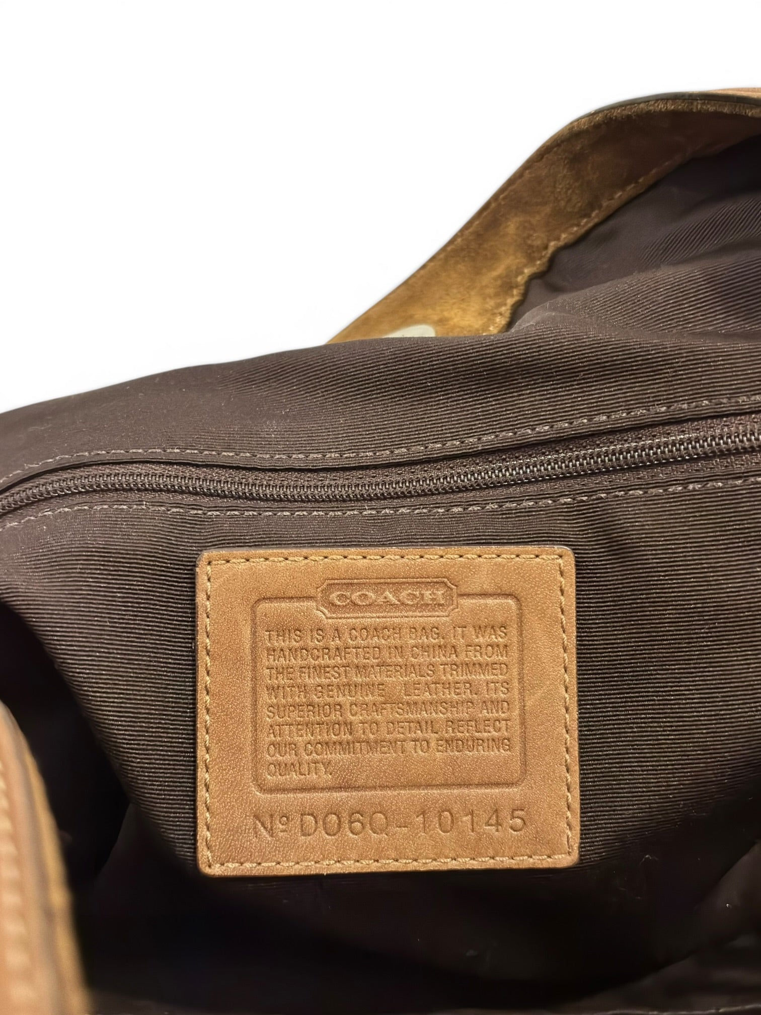 Coach Rare Chelsea Beige & Brown Signature Satin Suede Leather Turnlock Optic Shoulder Bag