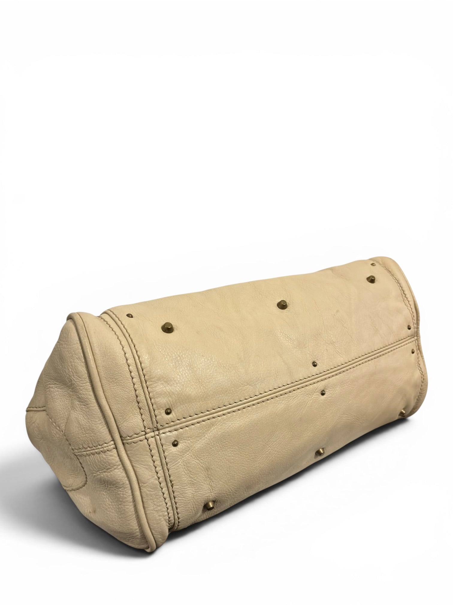 Chloe Beige / Cream Soft Leather Paddington Gold hardware Vintage Shoulder Bag