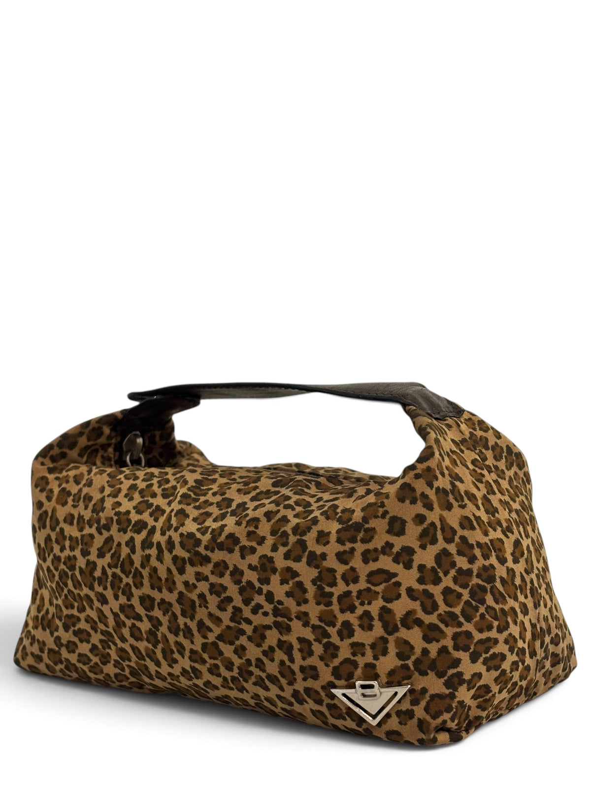 Vintage Bottega Veneta Bag Leopard Print Nylon Top Handle Vanity