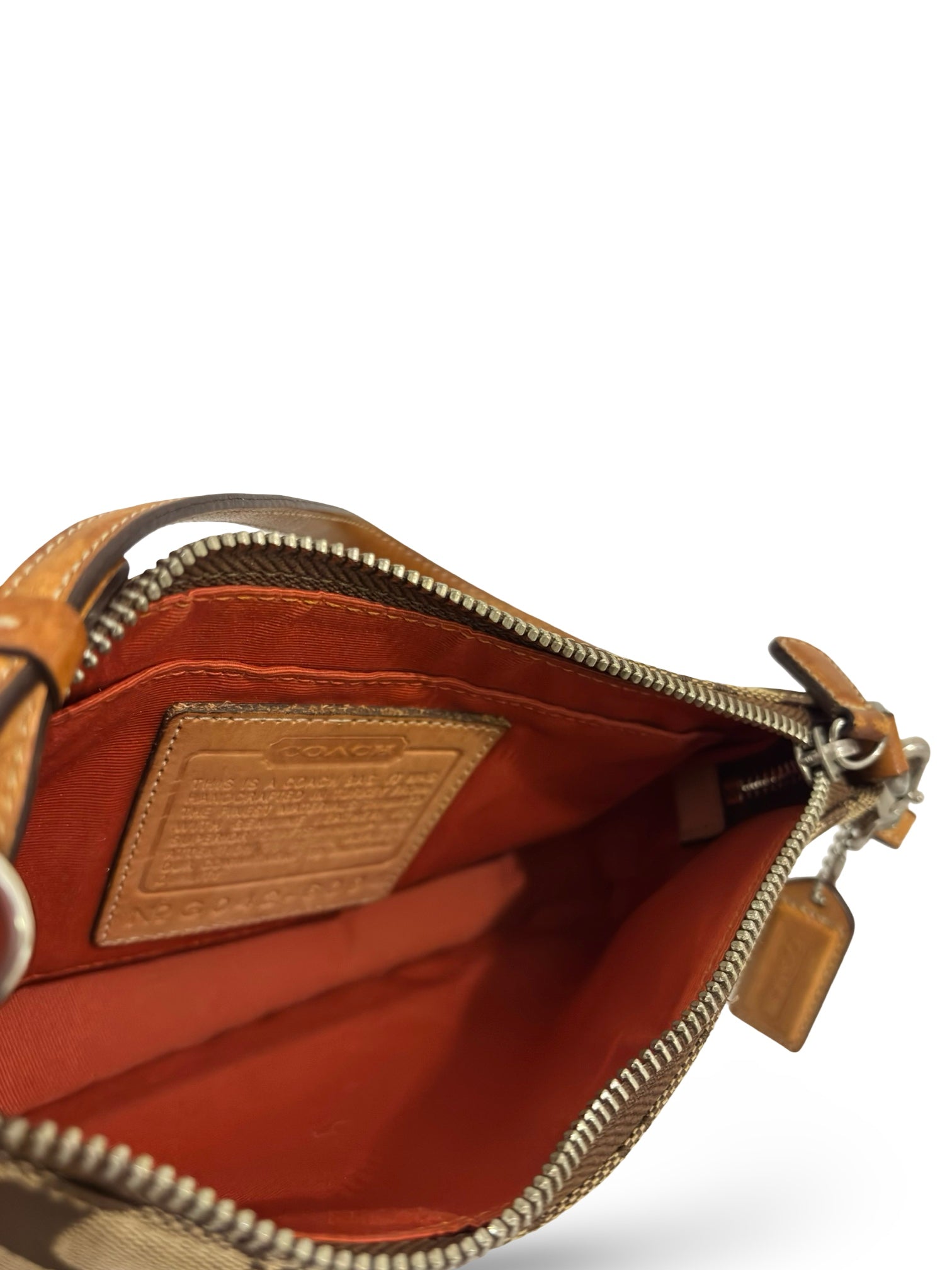 Coach Brown Mini ‘Demi’ Signature Canvas & Leather Pochette Vintage Shoulder Bag