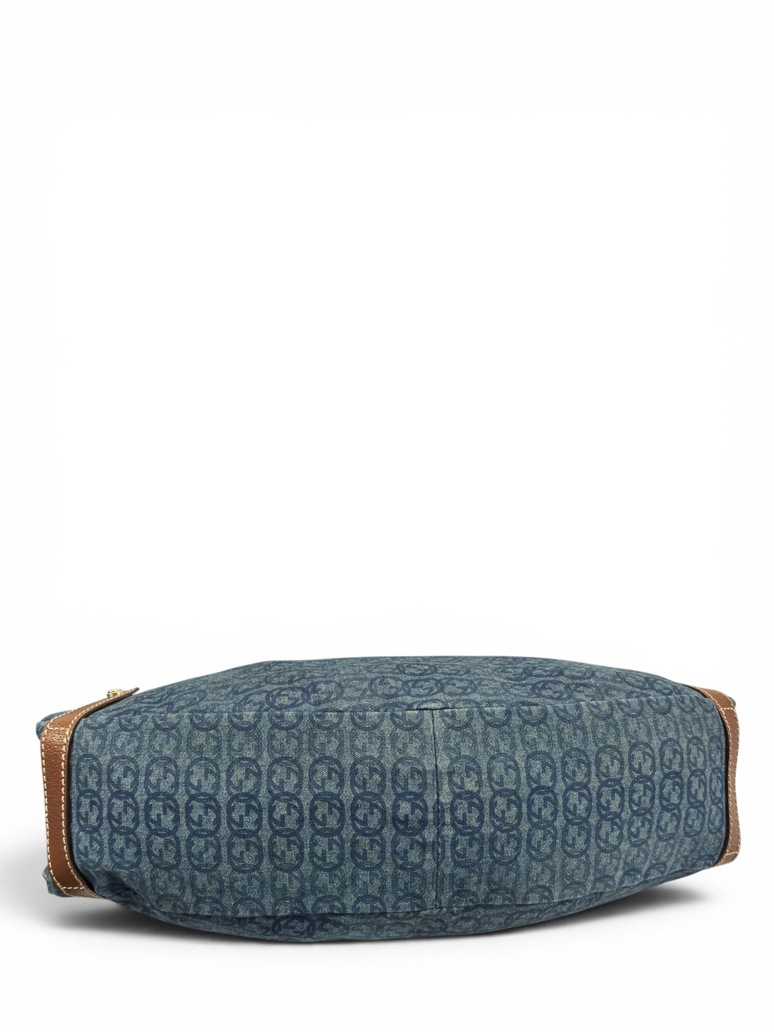 Gucci Denim Blue Abbey Interlocking G Signature Canvas & Brown Leather Tote Shoulder Bag