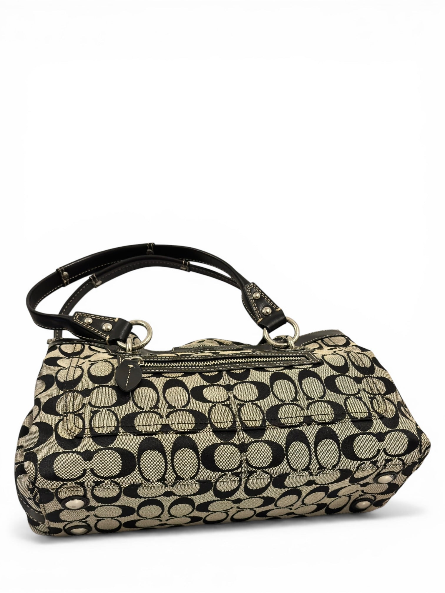 Coach Black & Grey Canvas Leather Penelope
Signature Tote Shoulder Bag