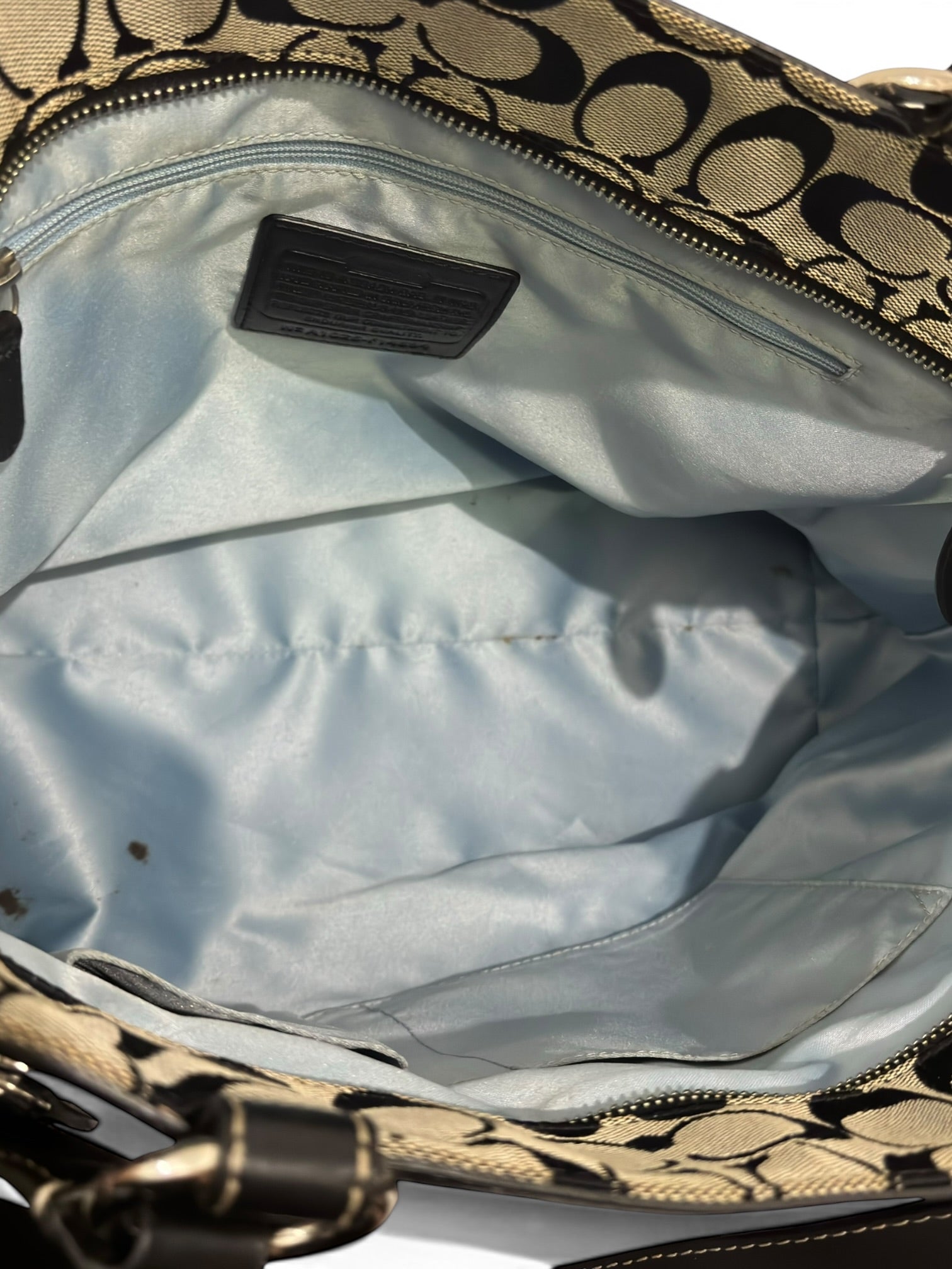 Coach XXL 'Penelope' Black & Grey Signature Canvas & Leather Vintage Tote Shoulder Bag