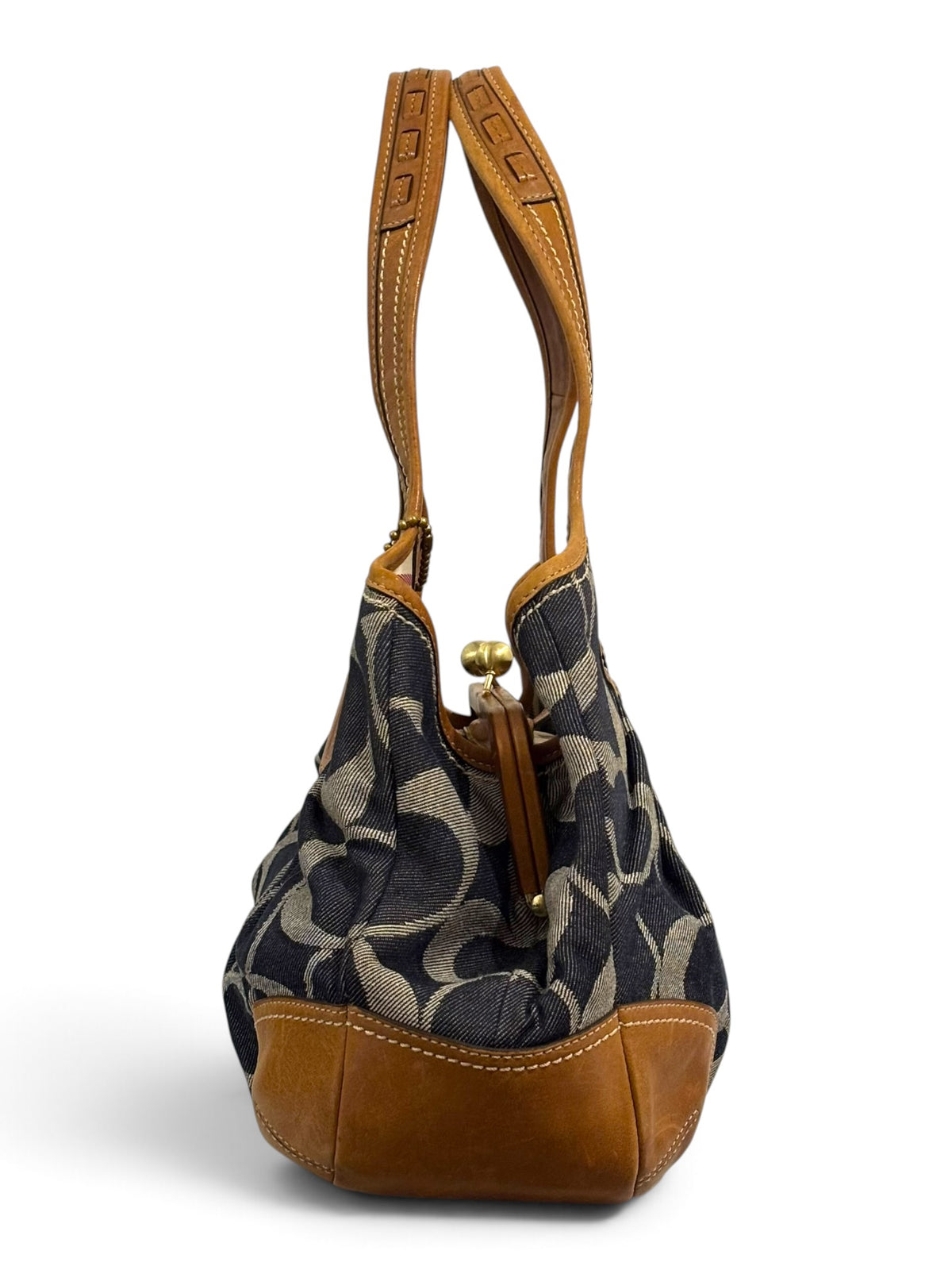Vintage Coach Ergo Bag 12747 In Signature Pleated Denim