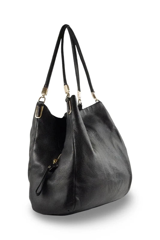 Coach Black Pebbled Leather Edie 3 Section Interior Shoulder Bag