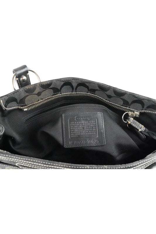 Coach Black Signature Canvas & Leather Hampton Soho Buckle Tote Shoulder Bag