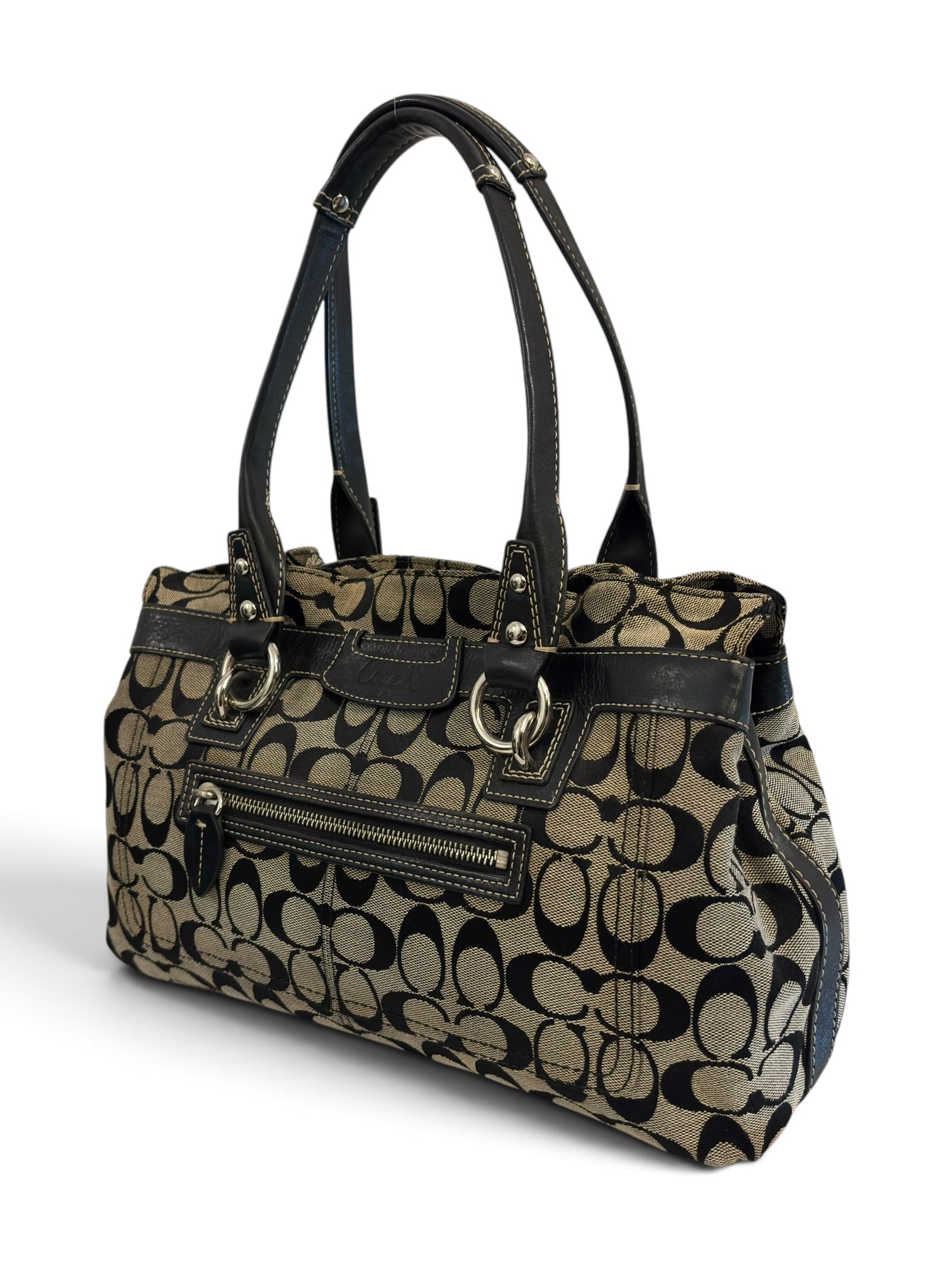 Vintage Coach Penelope Signature Canvas Tote Bag
Black & Beige Shoulder Bag F14696