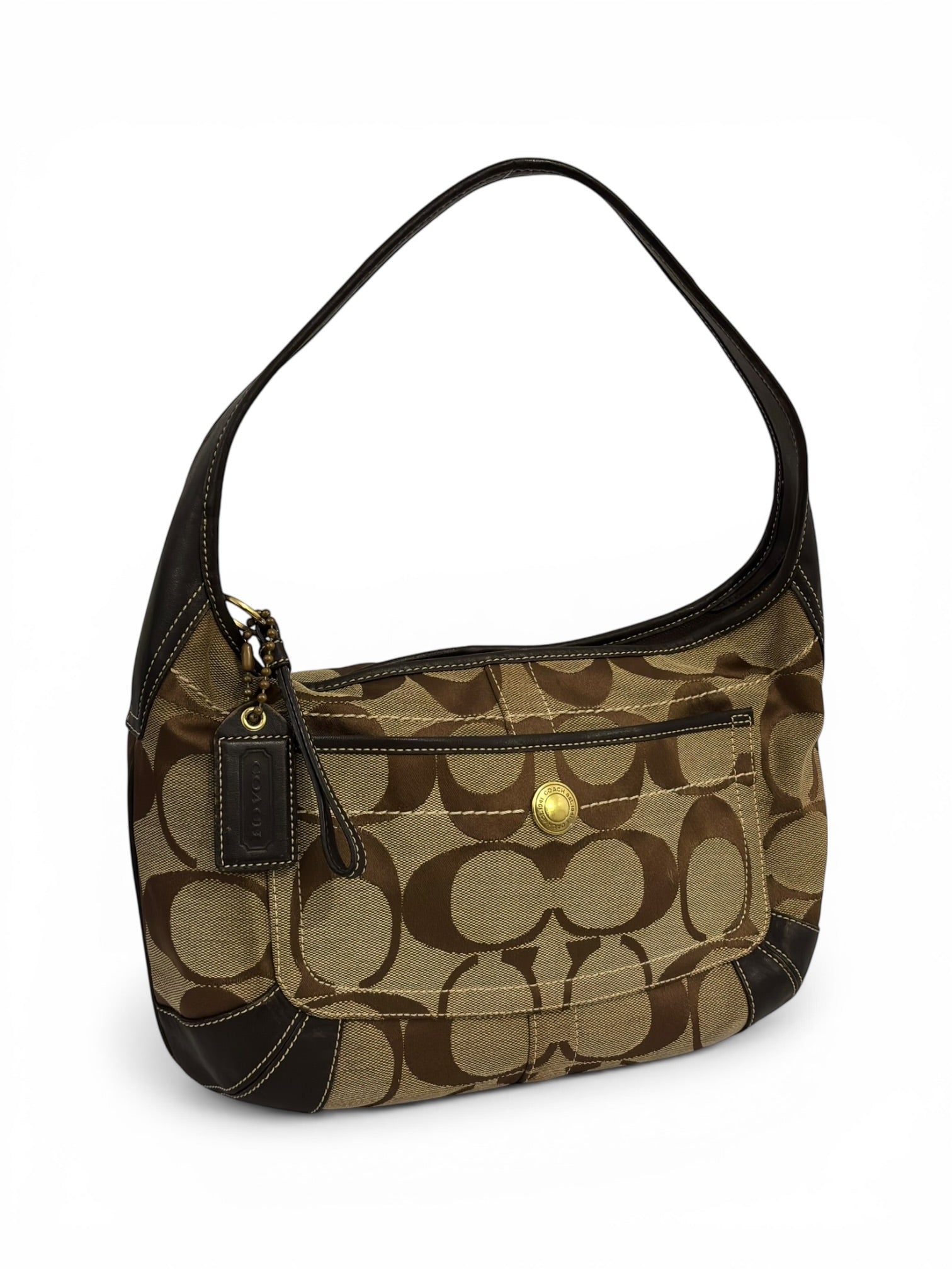 Coach Brown Signature 'Ergo' Canvas & Leather Vintage Hobo Shoulder Bag