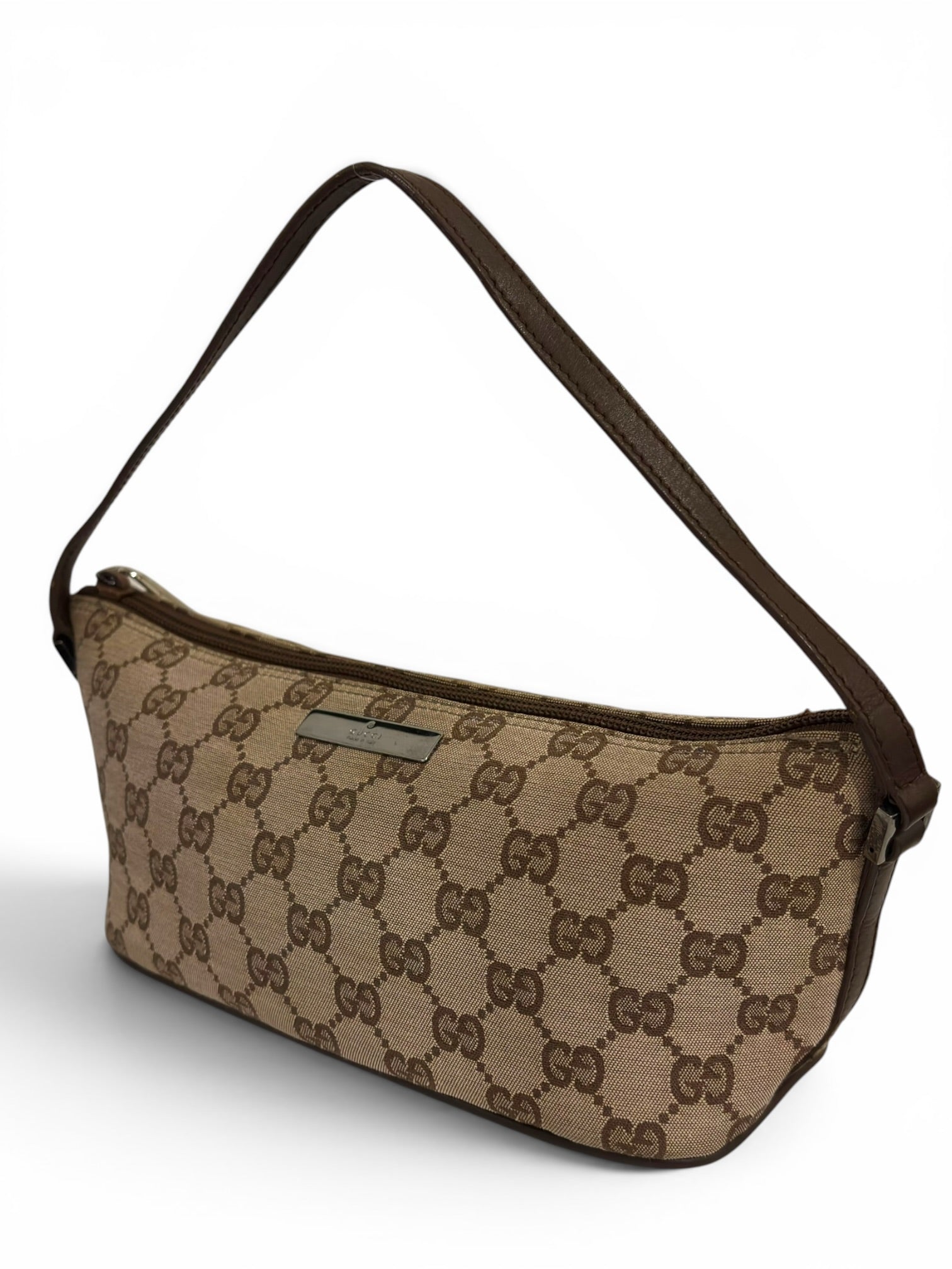 Gucci Brown / Beige Signature Canvas & Leather
Pochette Boat Vintage Shoulder Bag