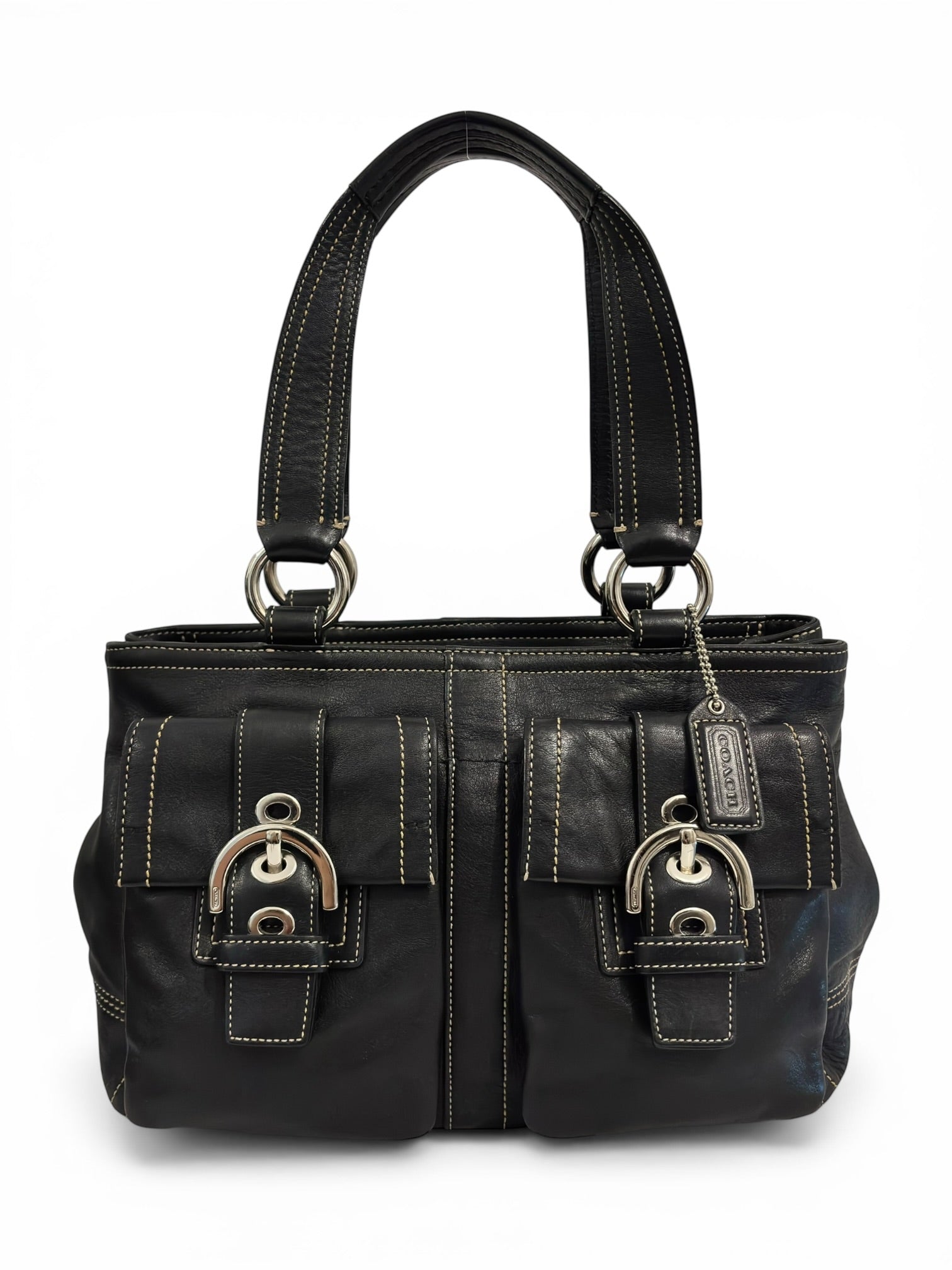 Coach Black Soho Double Pocket Leather 8A09 Tote Shoulder Bag