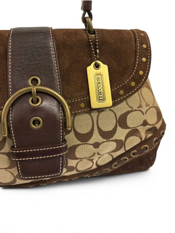 Vintage Coach Soho Bag 7059 Signature Brown Studded Handbag