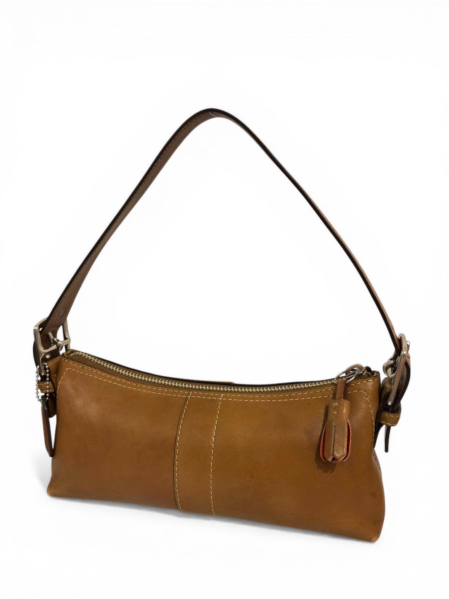 Coach Brown Tan Soft Leather East West Mini
Baguette Hobo Shoulder Bag