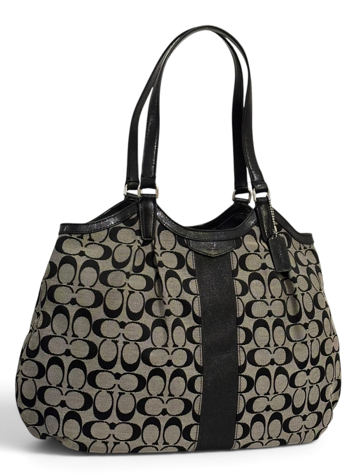 Vintage Coach Devin Bag F28623 Signature Stripe Tote