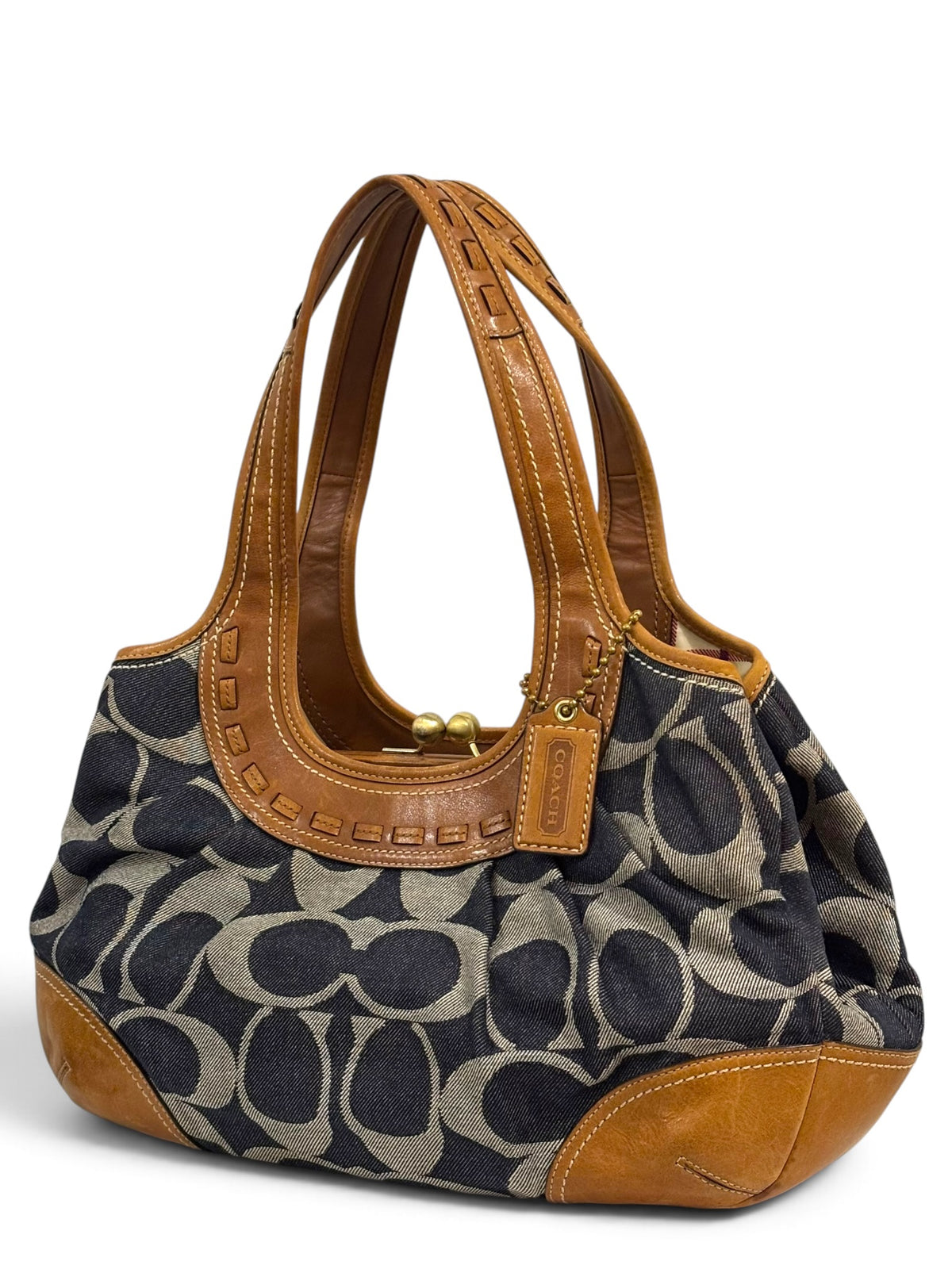 Vintage Coach Ergo Bag 12747 In Signature Pleated Denim