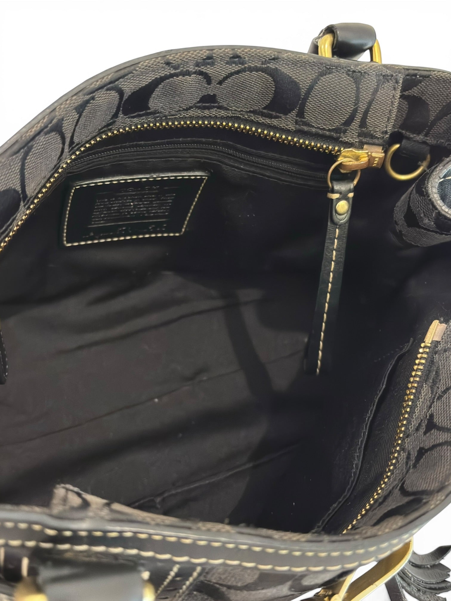 Coach Black Signature Canvas & Leather Hampton Vintage Shoulder Bag