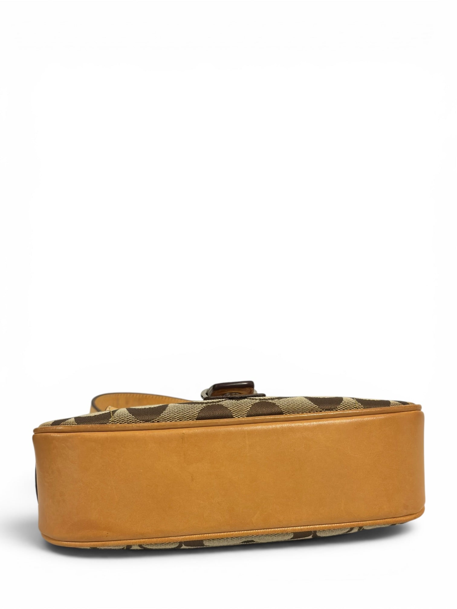 Coach Brown & Beige Tan Signature Mini Soho Demi Canvas & Leather Vintage Hobo Shoulder Bag