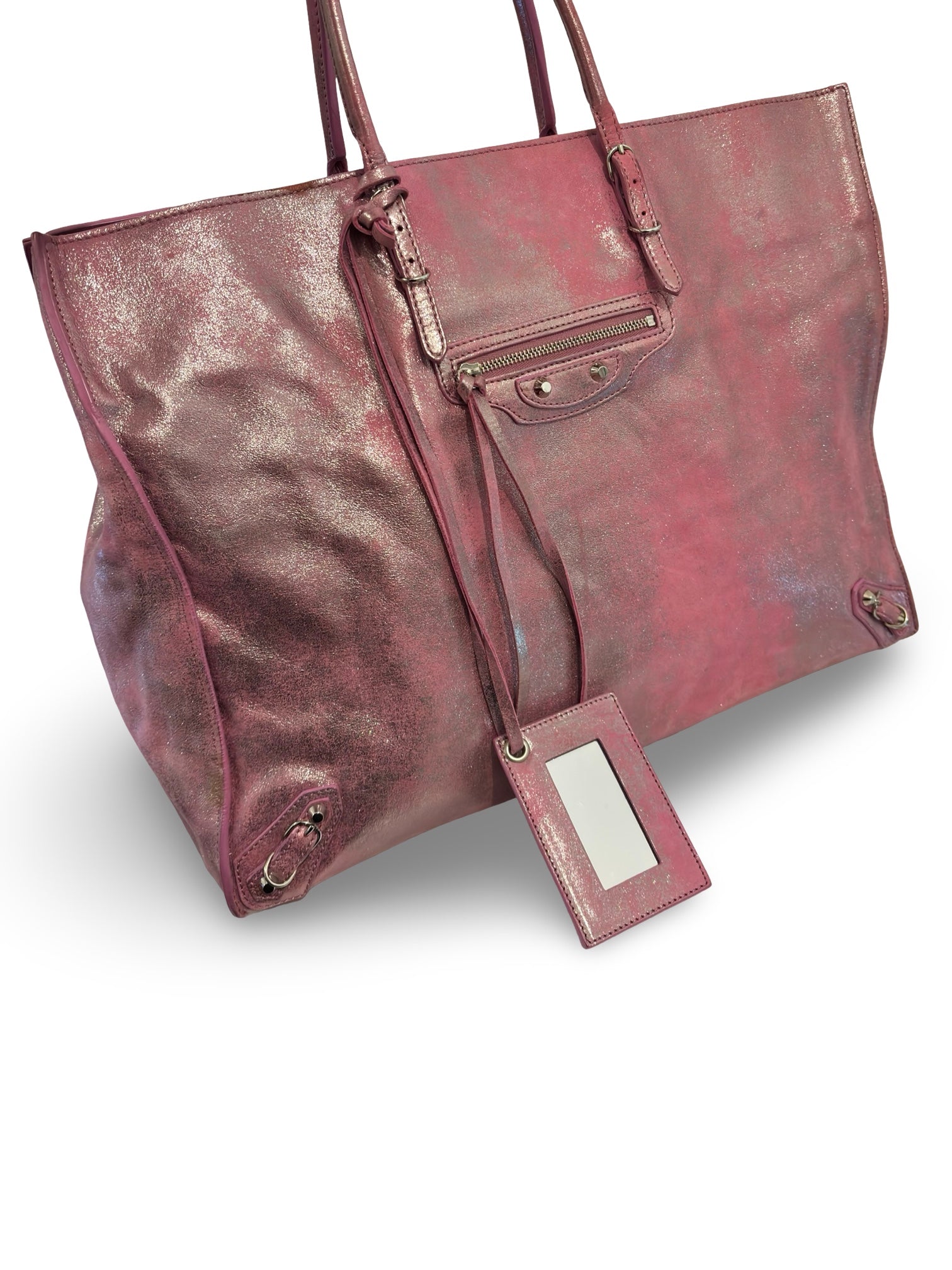 Balenciaga Metallic Leather Pink & Silver Papier A5
City Tote Shoulder Bag