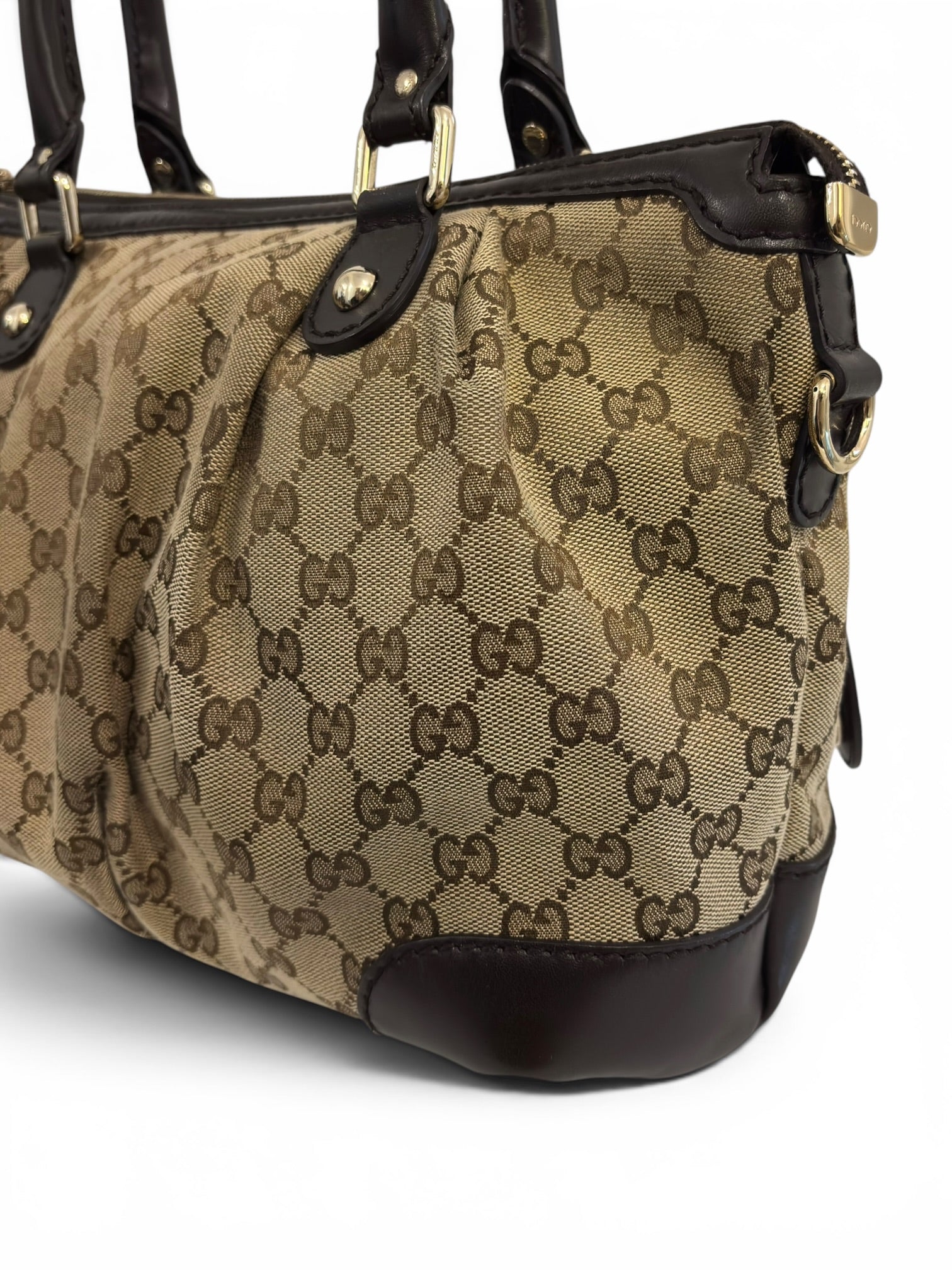 Vintage Gucci Sukey GG Bag Canvas Brown & Beige
Satchel Tote Shoulder Handbag 520981
