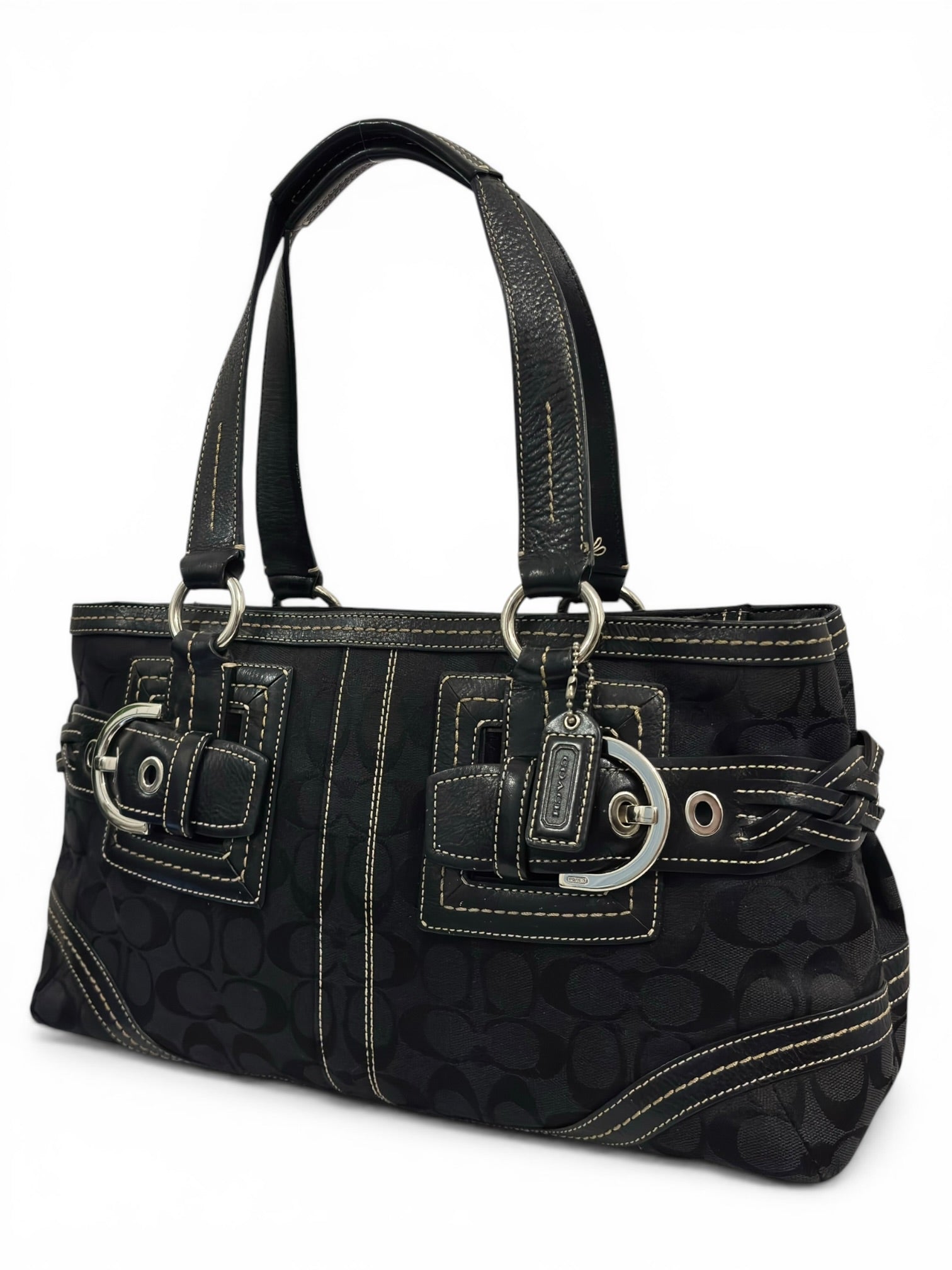 Coach Black Soho Canvas & Leather Buckle Braided
Shoulder Bag 5089