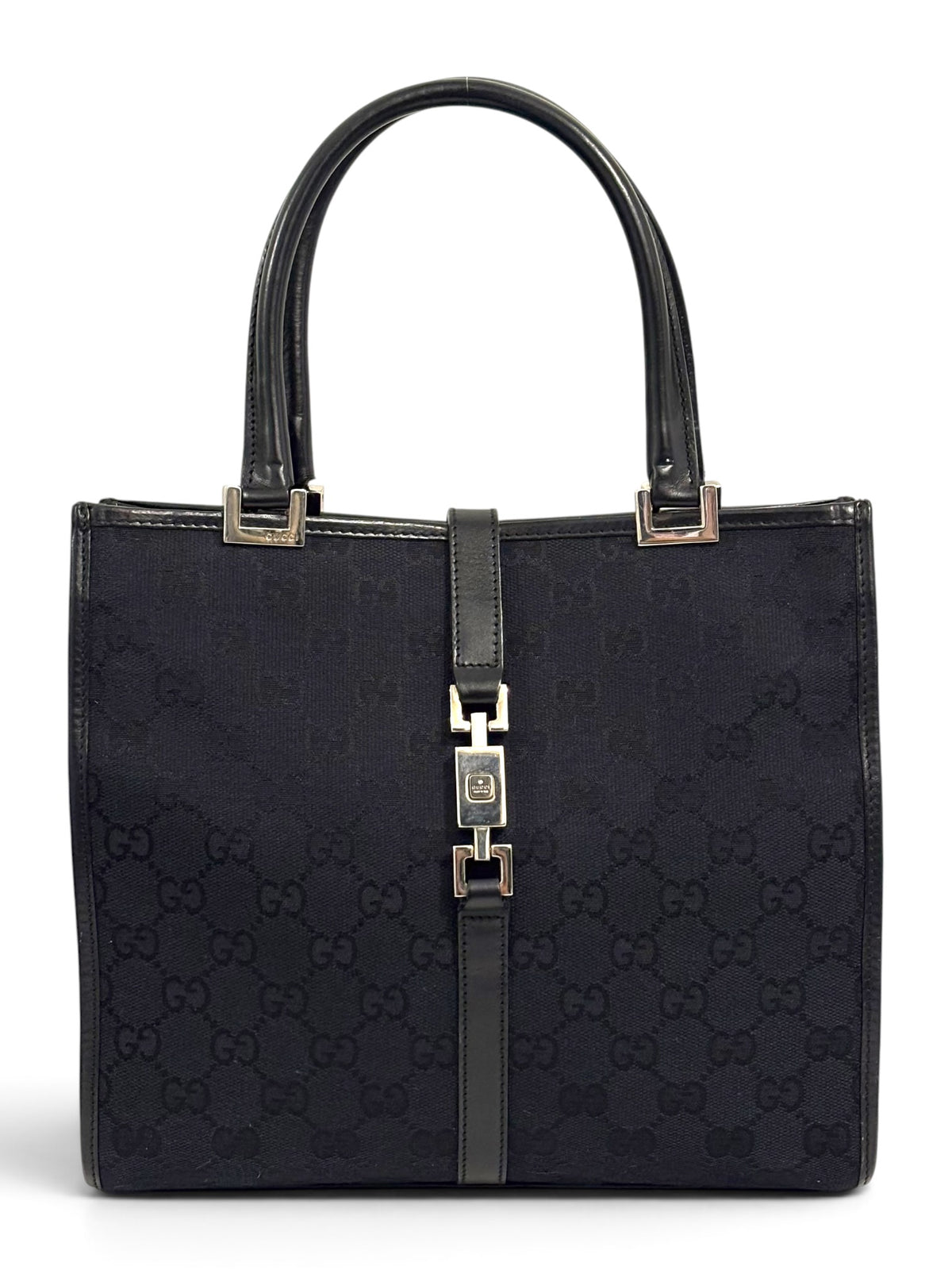 Vintage Gucci Jackie Tote Bag Black GG Canvas 002 1065 3444
