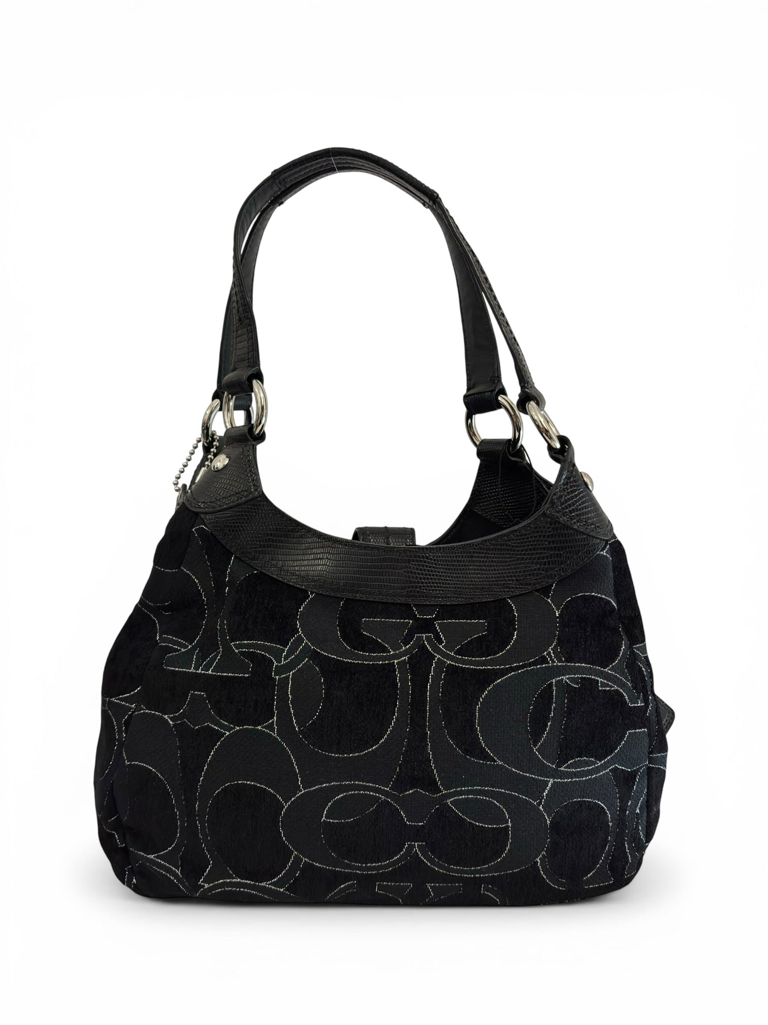 Coach Signature Soho Lynn Black Canvas & Leather Vintage 2000's Hobo Shoulder Bag