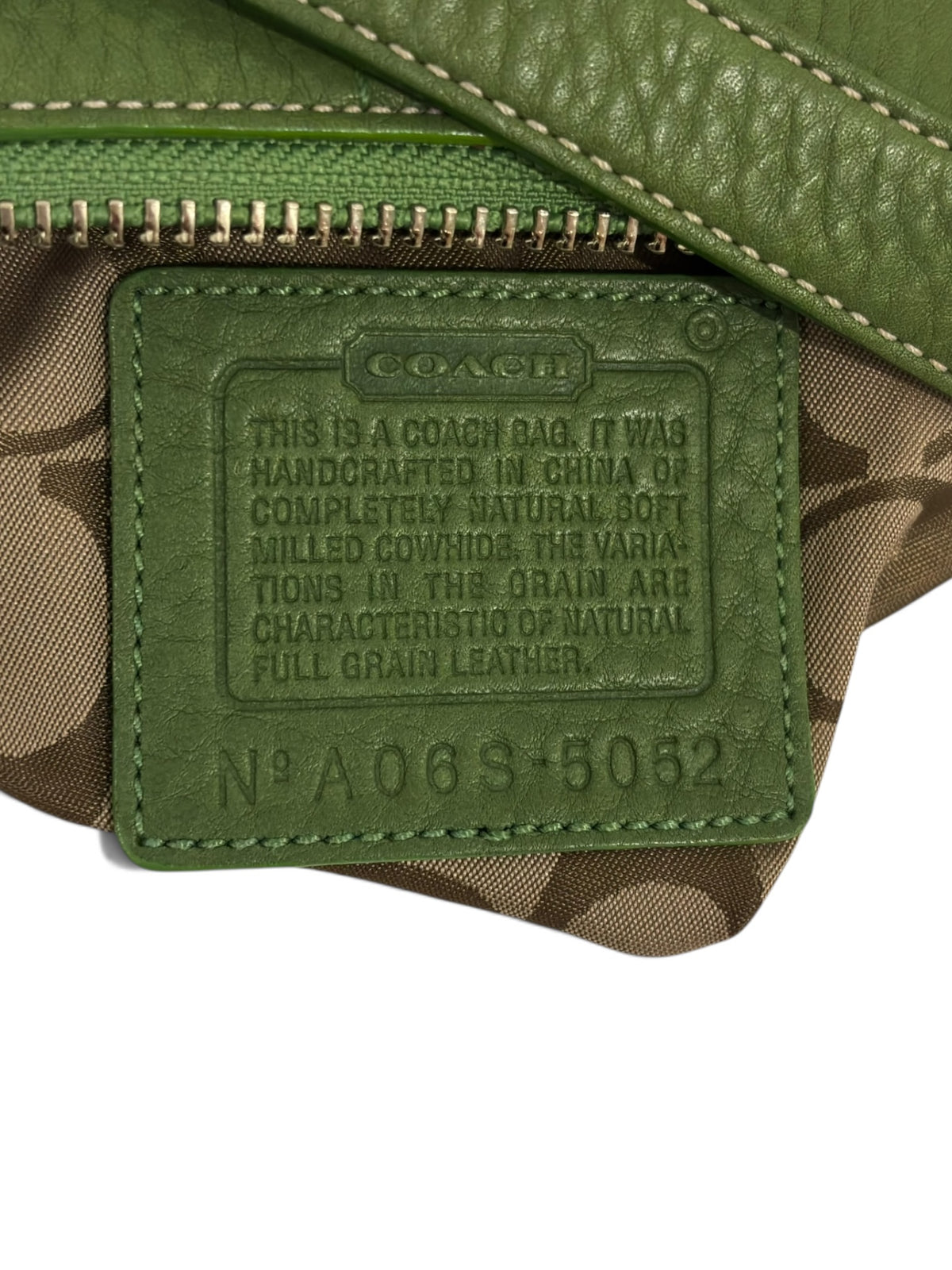 Vintage Coach Demi Baguette Bag 5052 In Rare Green Pebbled Leather