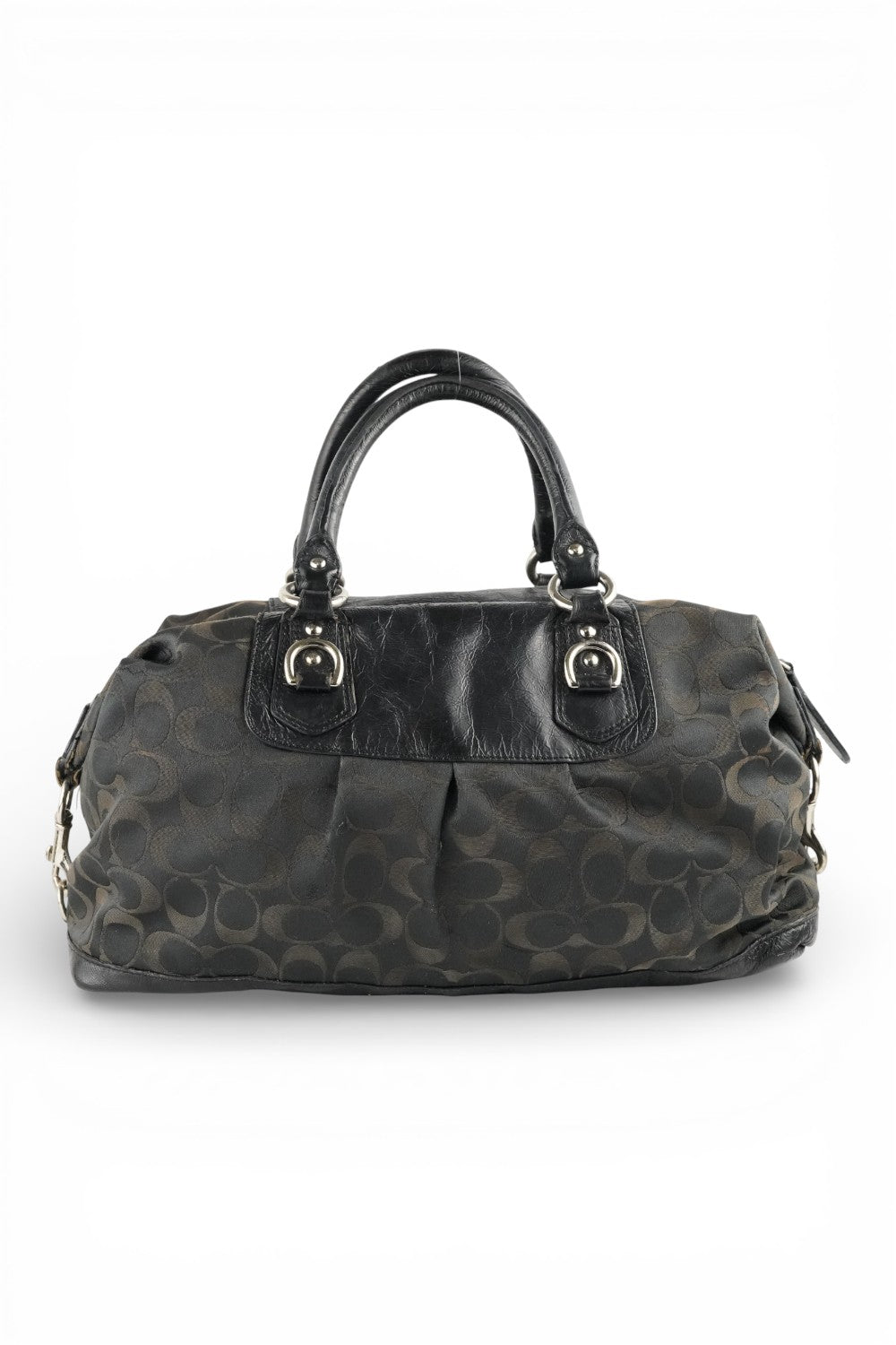 Coach Vintage Black Madison Signature Canvas Satin & Patent Leather Handbag Shoulder Bag