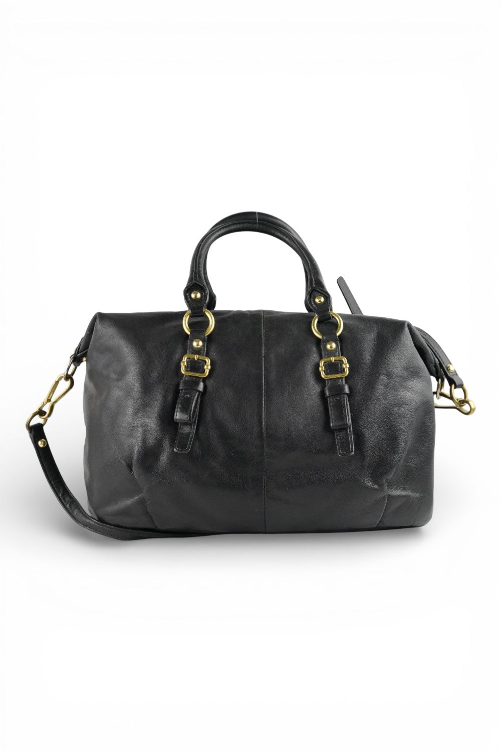 Coach Black Leather Madison Vintage Tote Gold Hardware & Strap Shoulder Bag
