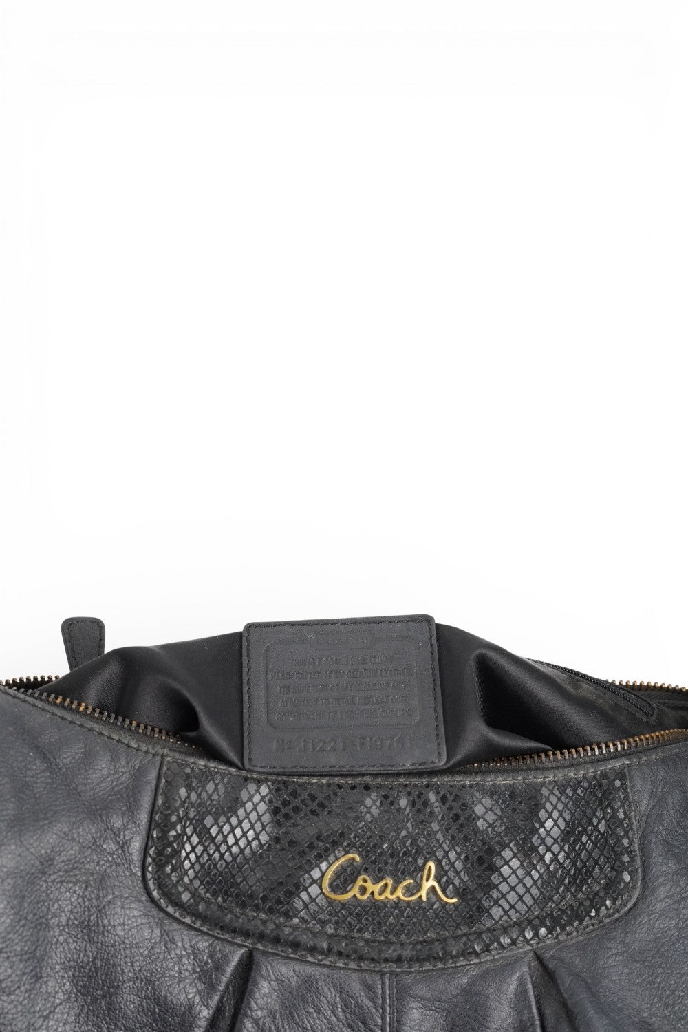Coach Black Leather Snake Print Vintage Ashley Baguette Hobo Shoulder Bag
