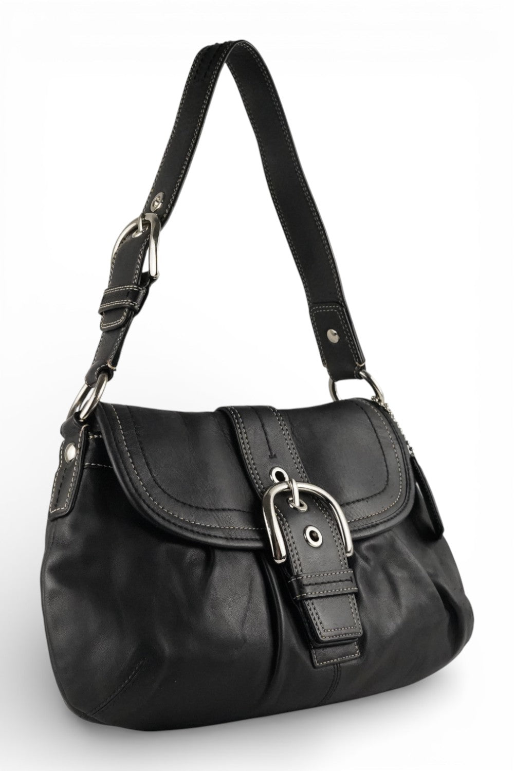 Coach Black Vintage 2000’s Leather Signature Sufflette Soho Hobo Shoulder Bag