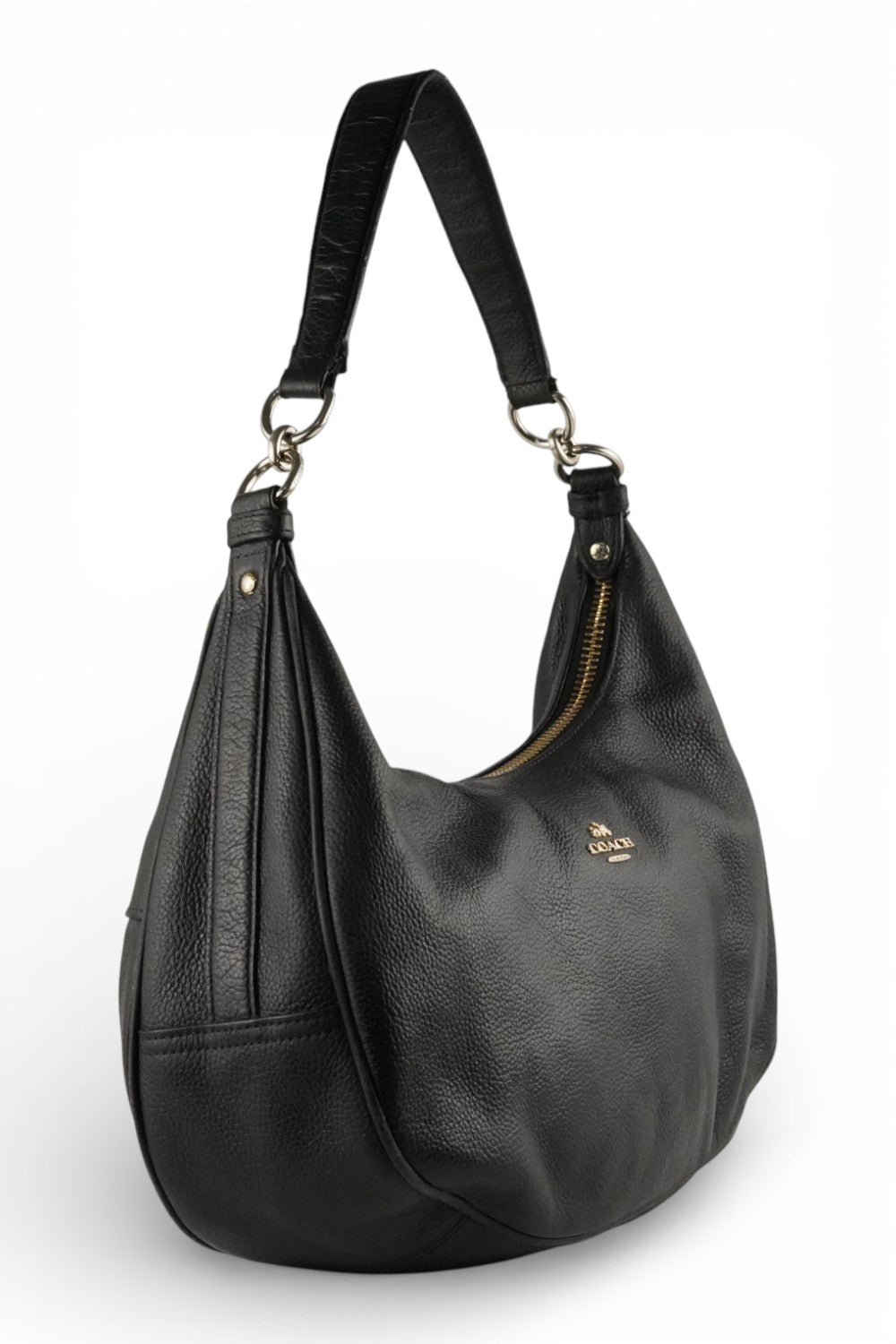 Coach Harley Black East West Hobo Bag Pebbled Leather Shoulder Bag