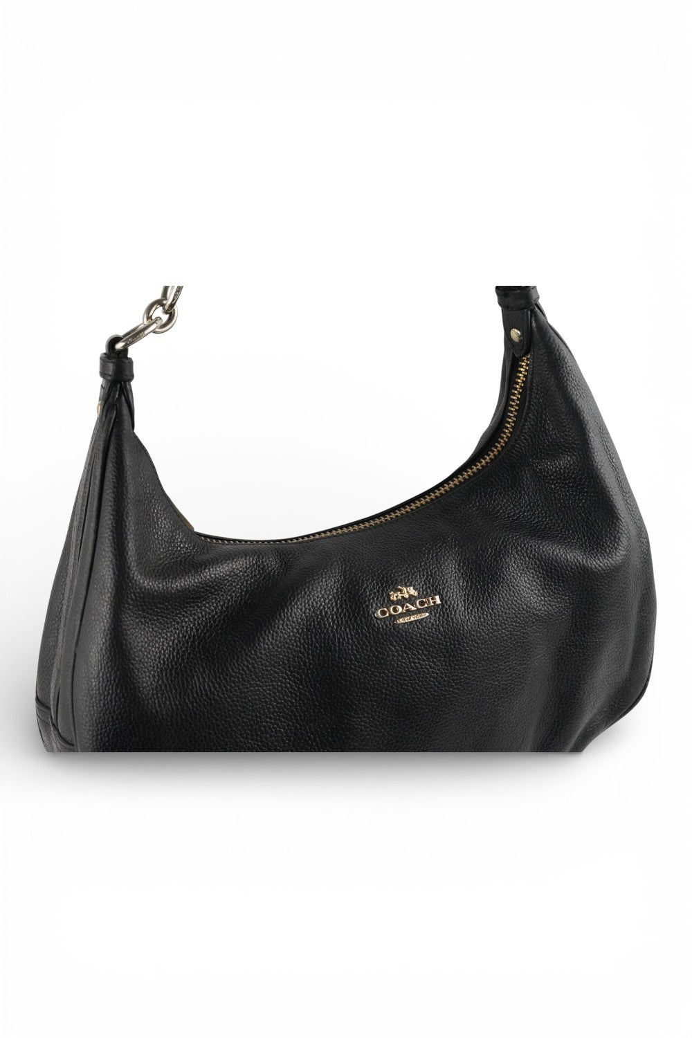 Coach Harley Black East West Hobo Bag Pebbled Leather Shoulder Bag