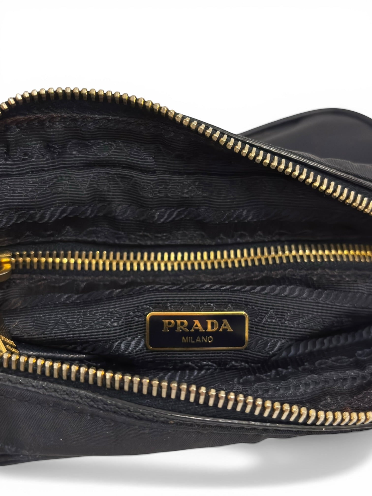 Prada Tessuto Navy Blue Nylon & Saffiano Leather Front Pocket Vintage Crossbody Camera Bag